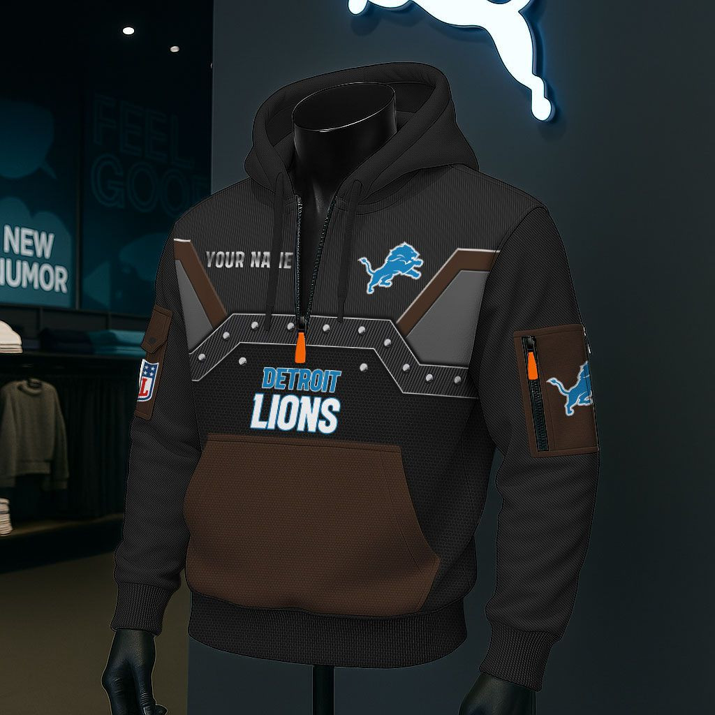 Detroit Lions NFL 3D Half-Zip Hoodie PBS85RR