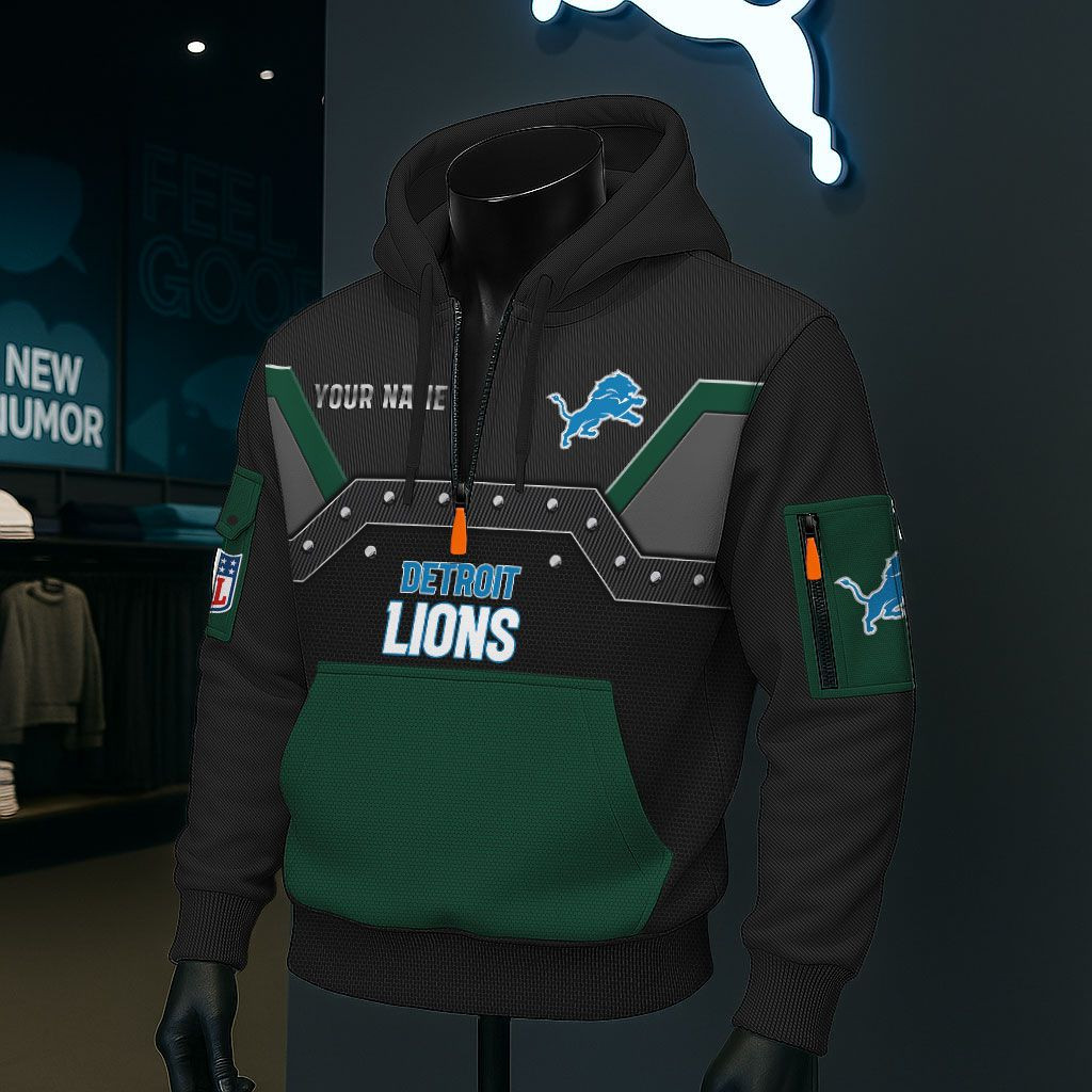 Detroit Lions NFL 3D Half-Zip Hoodie PBS85RR