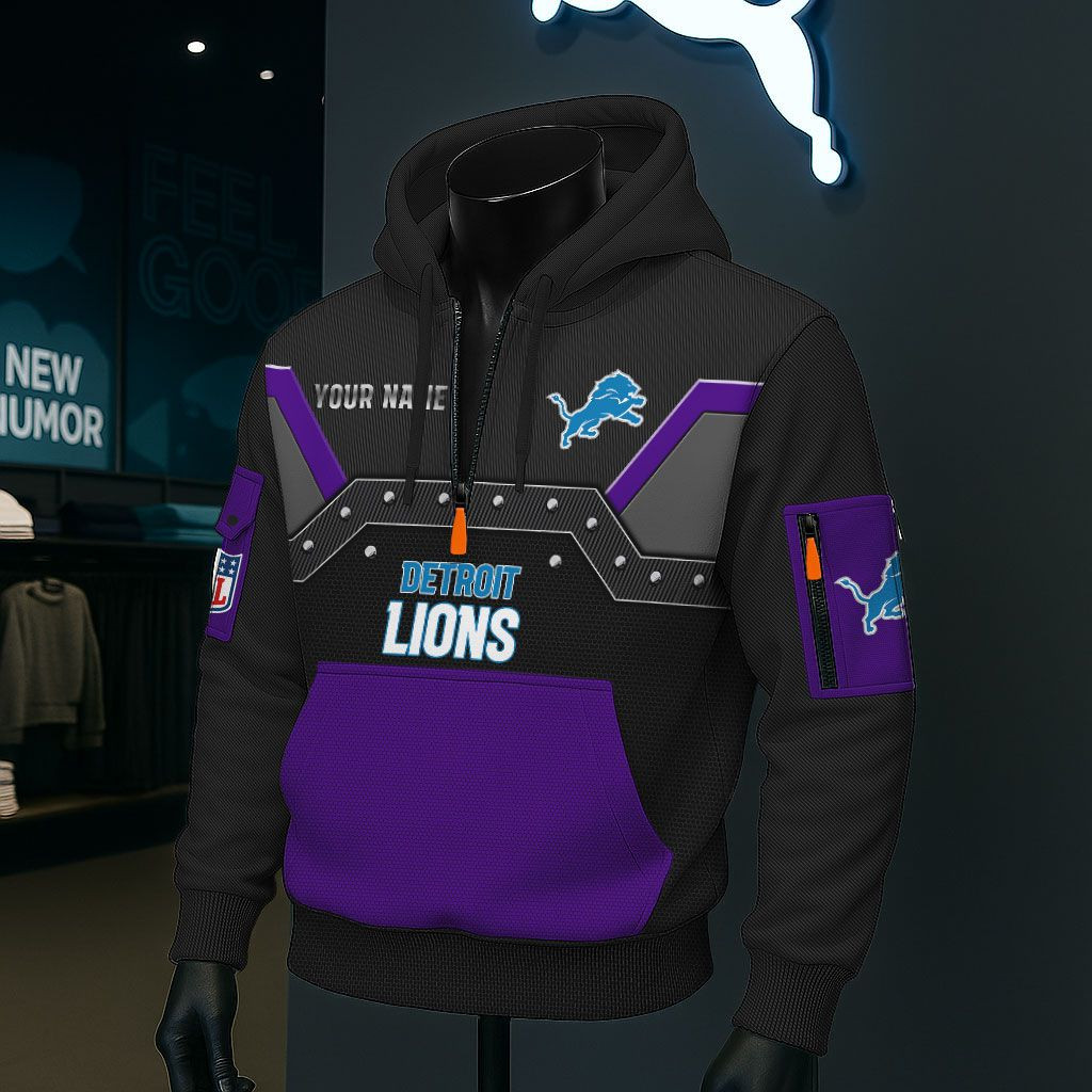 Detroit Lions NFL 3D Half-Zip Hoodie PBS85RR