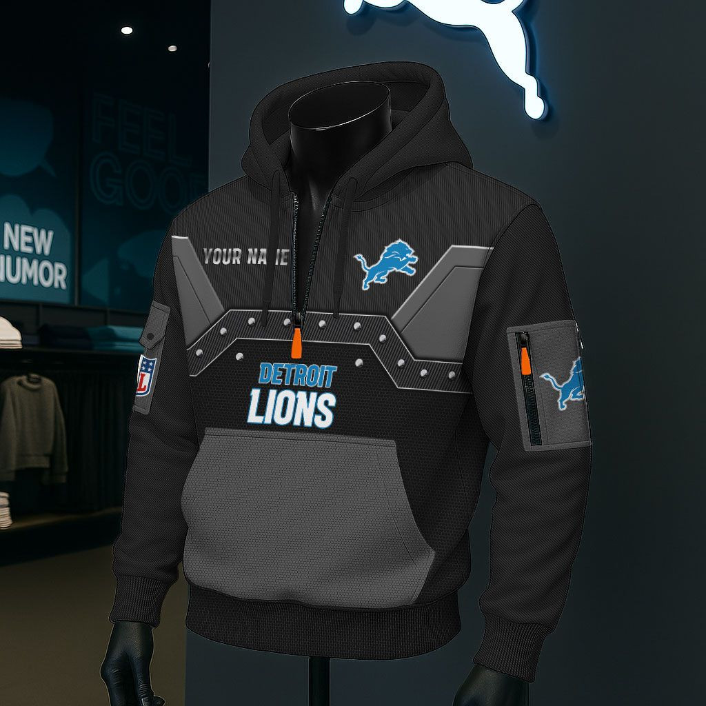 Detroit Lions NFL 3D Half-Zip Hoodie PBS85RR