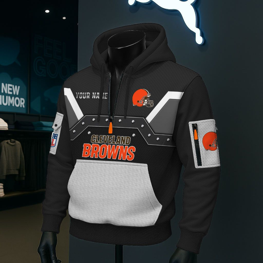 Cleveland Browns NFL 3D Half-Zip Hoodie PBRZ3FI