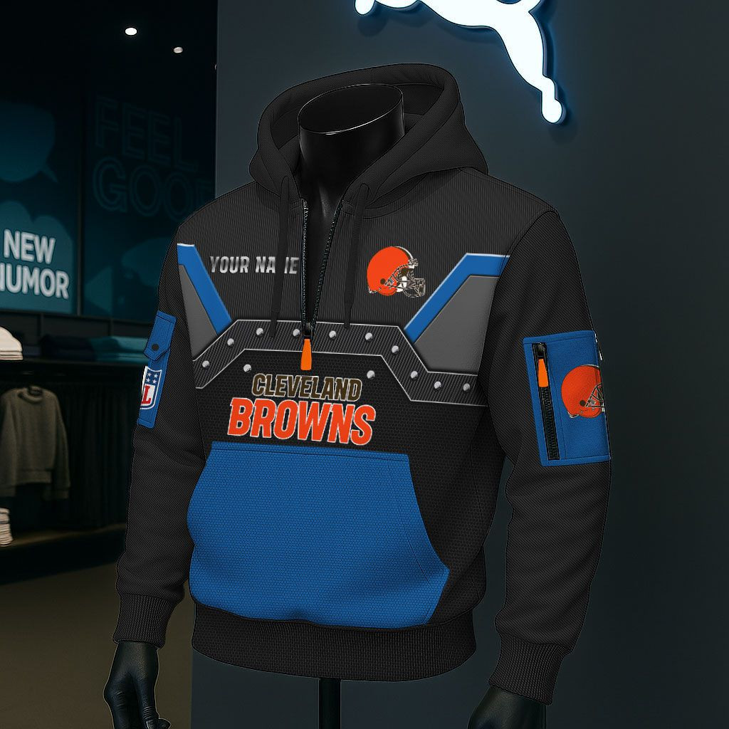 Cleveland Browns NFL 3D Half-Zip Hoodie PBRZ3FI