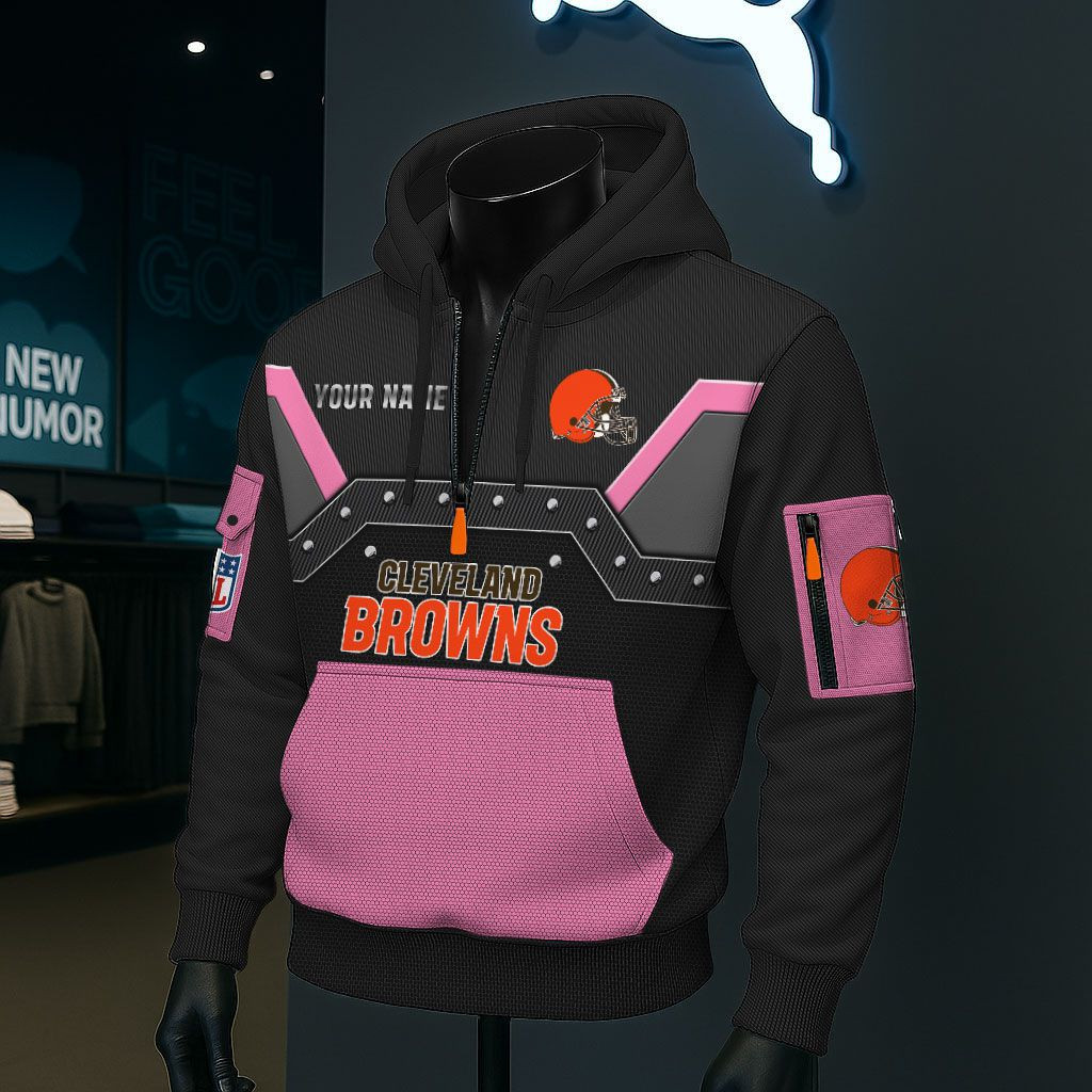 Cleveland Browns NFL 3D Half-Zip Hoodie PBRZ3FI