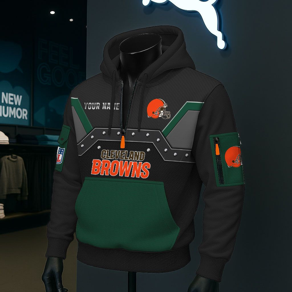 Cleveland Browns NFL 3D Half-Zip Hoodie PBRZ3FI