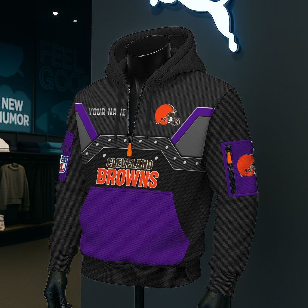 Cleveland Browns NFL 3D Half-Zip Hoodie PBRZ3FI