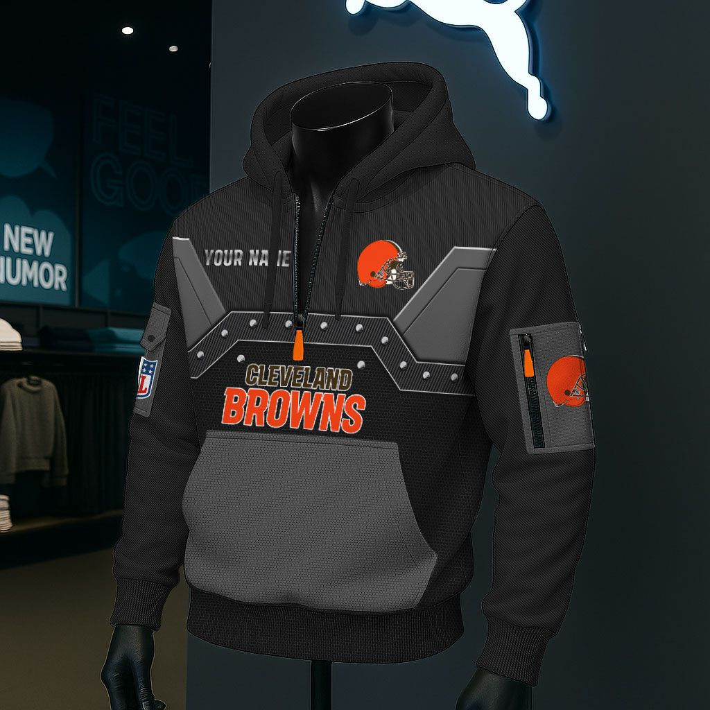 Cleveland Browns NFL 3D Half-Zip Hoodie PBRZ3FI