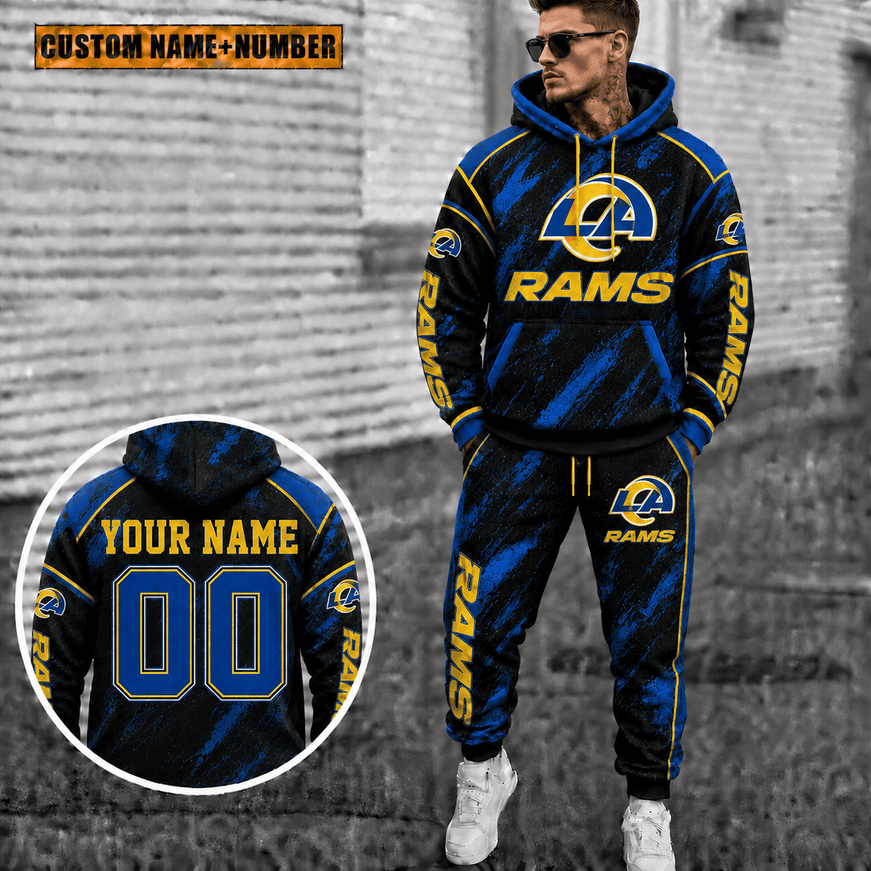 Los Angeles Rams Personalized Combo Hoodie And Sweatpants Gift For Fan VAN8239