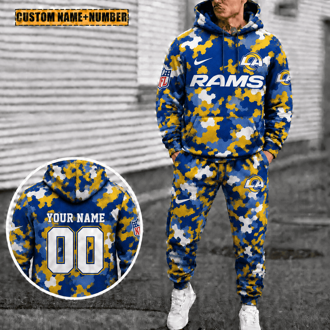Los Angeles Rams Personalized Combo Hoodie And Sweatpants Gift For Fan VAN4072