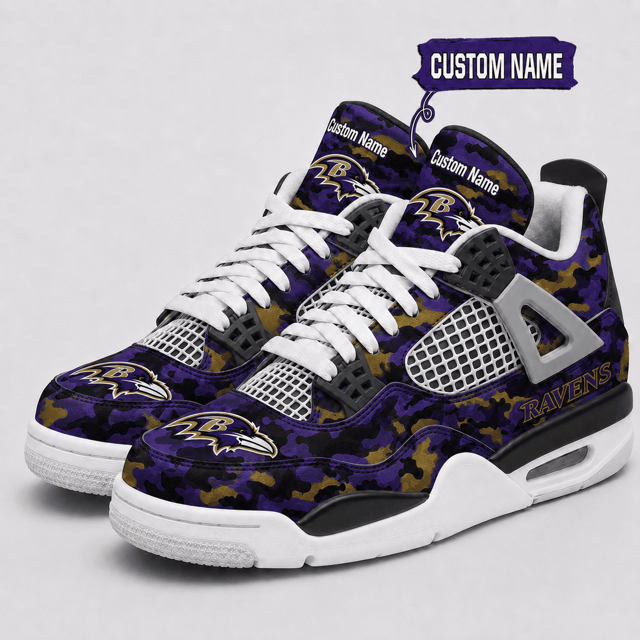 Baltimore Ravens Personalized AJ4 Sneaker PBTJ35Z