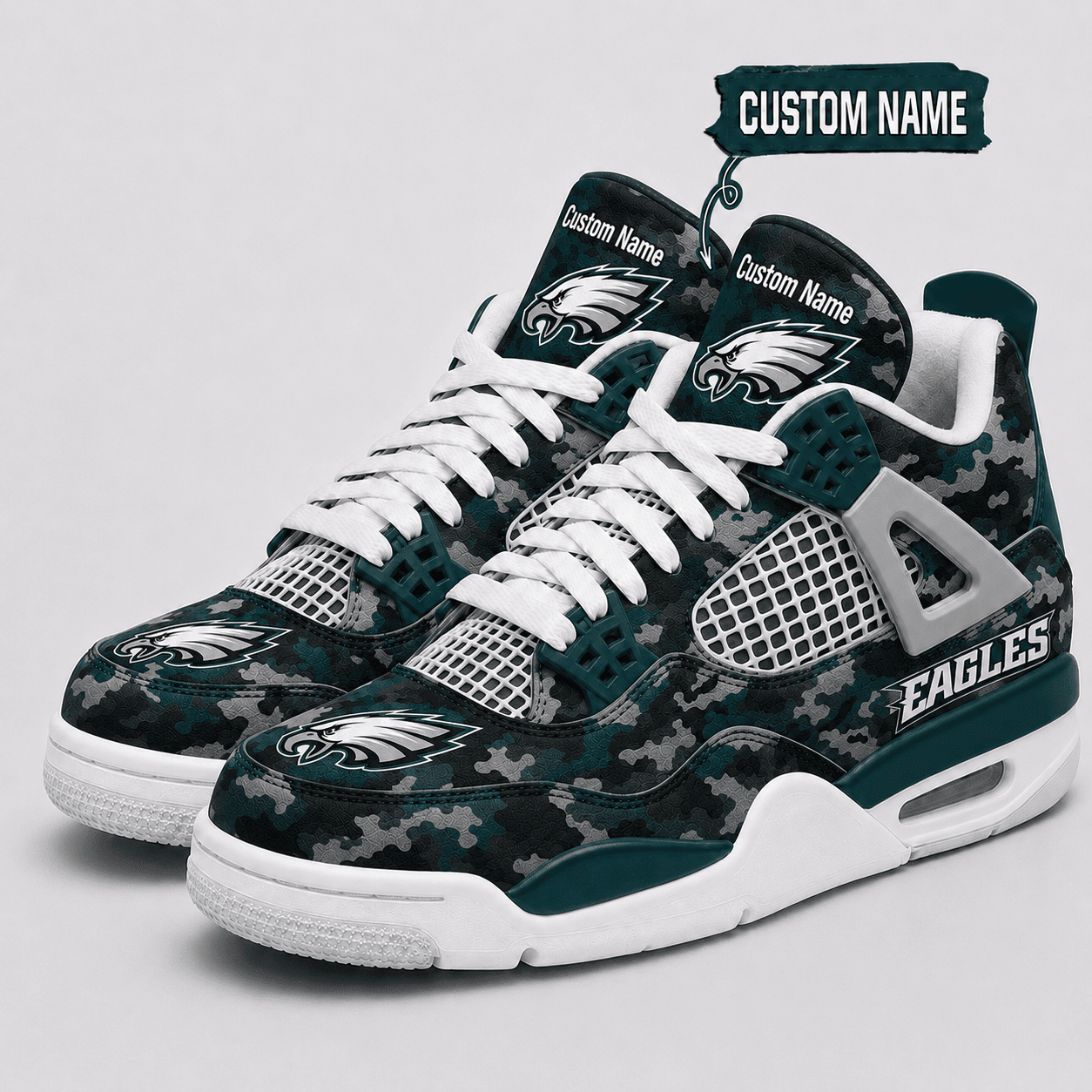 Philadelphia Eagles Personalized AJ4 Sneaker PB3610M