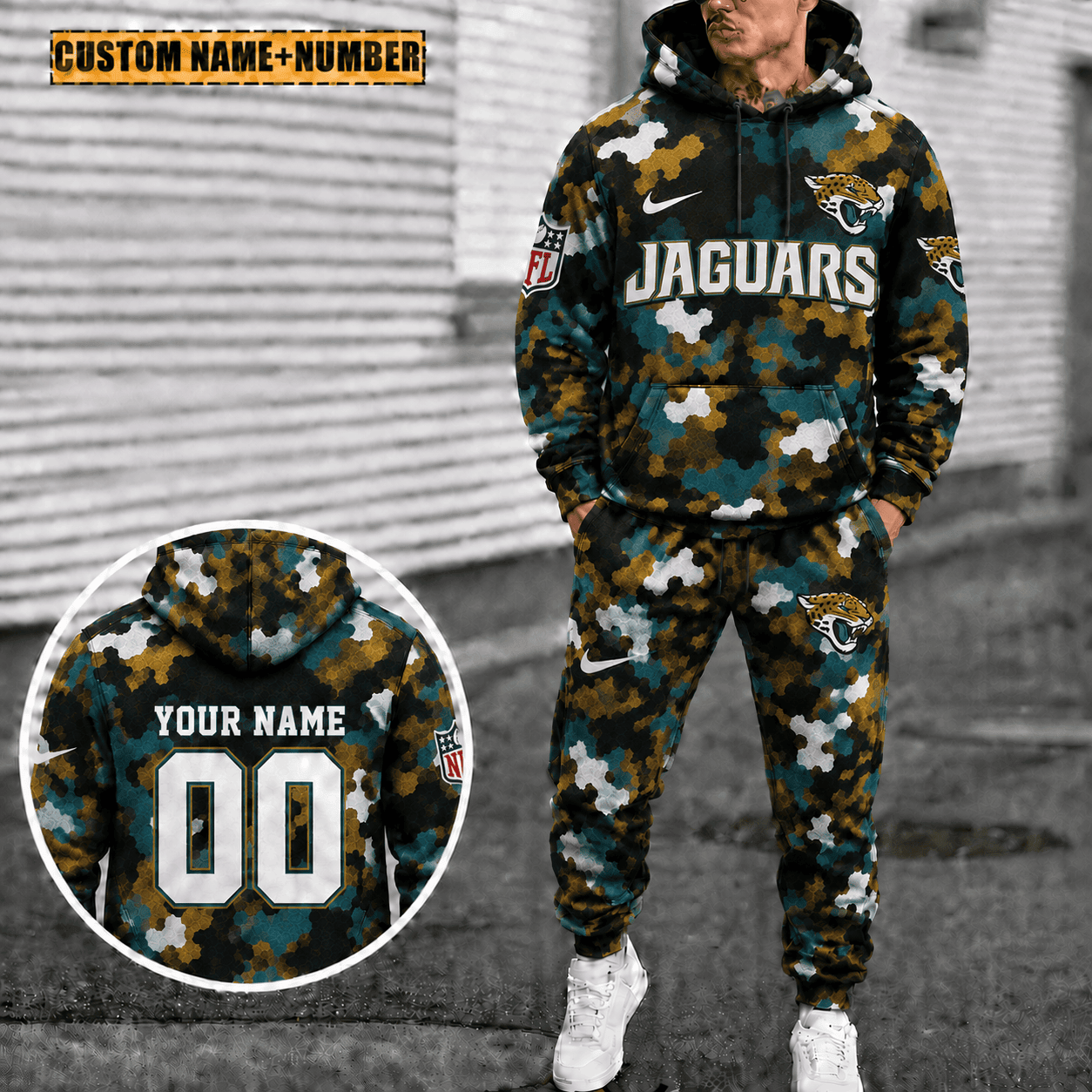 Jacksonville Jaguars Personalized Combo Hoodie And Sweatpants Gift For Fan VAN4063