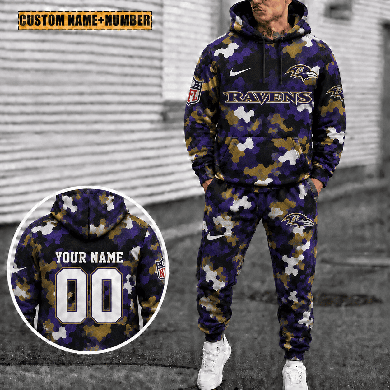 Baltimore Ravens Personalized Combo Hoodie And Sweatpants Gift For Fan VAN4058