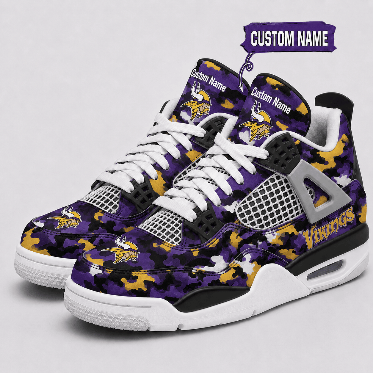 Minnesota Vikings Personalized AJ4 Sneaker PBDGMM7