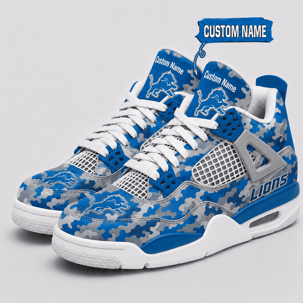Detroit Lions Personalized AJ4 Sneaker PB049WM