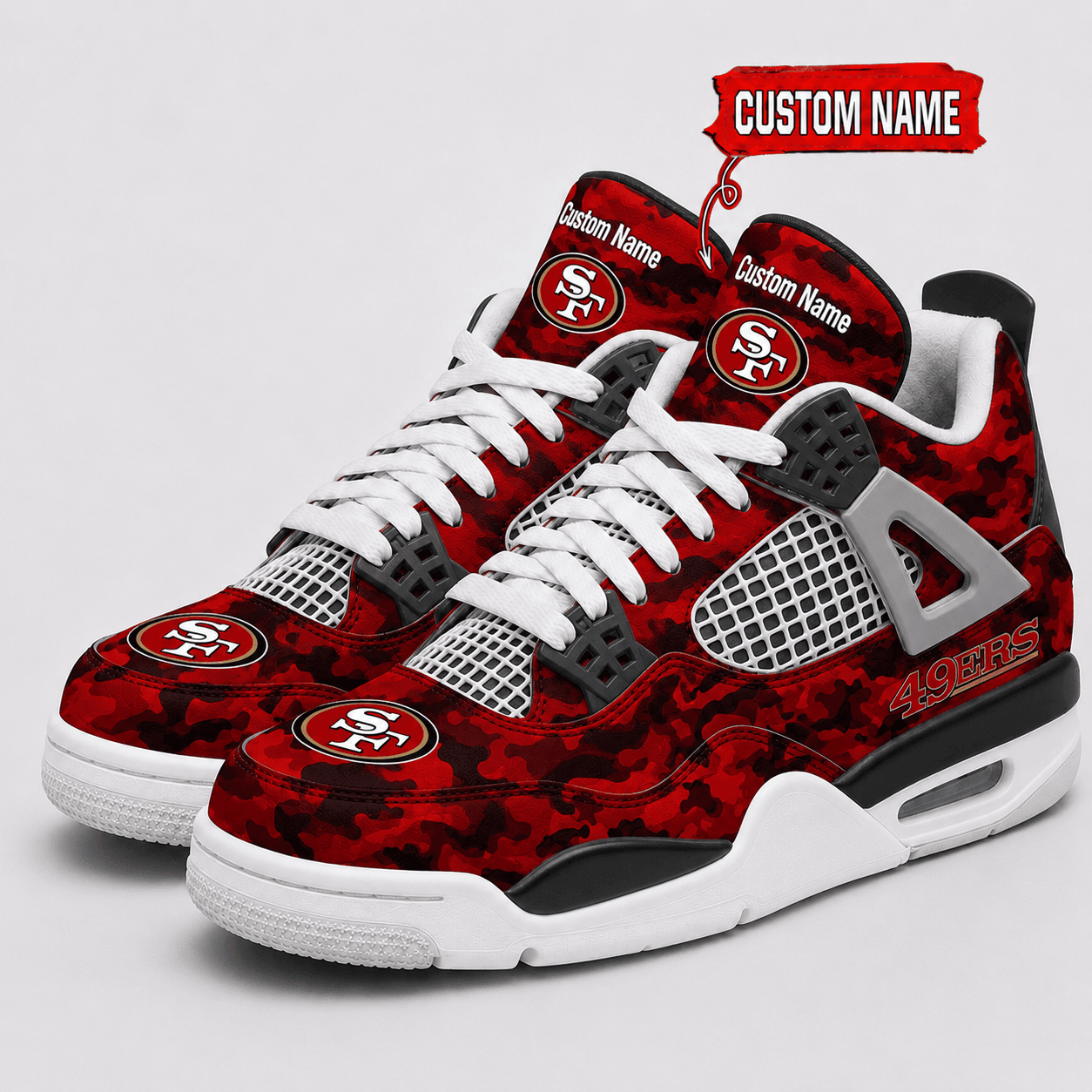 San Francisco 49ers Personalized AJ4 Sneaker PBFY0OP