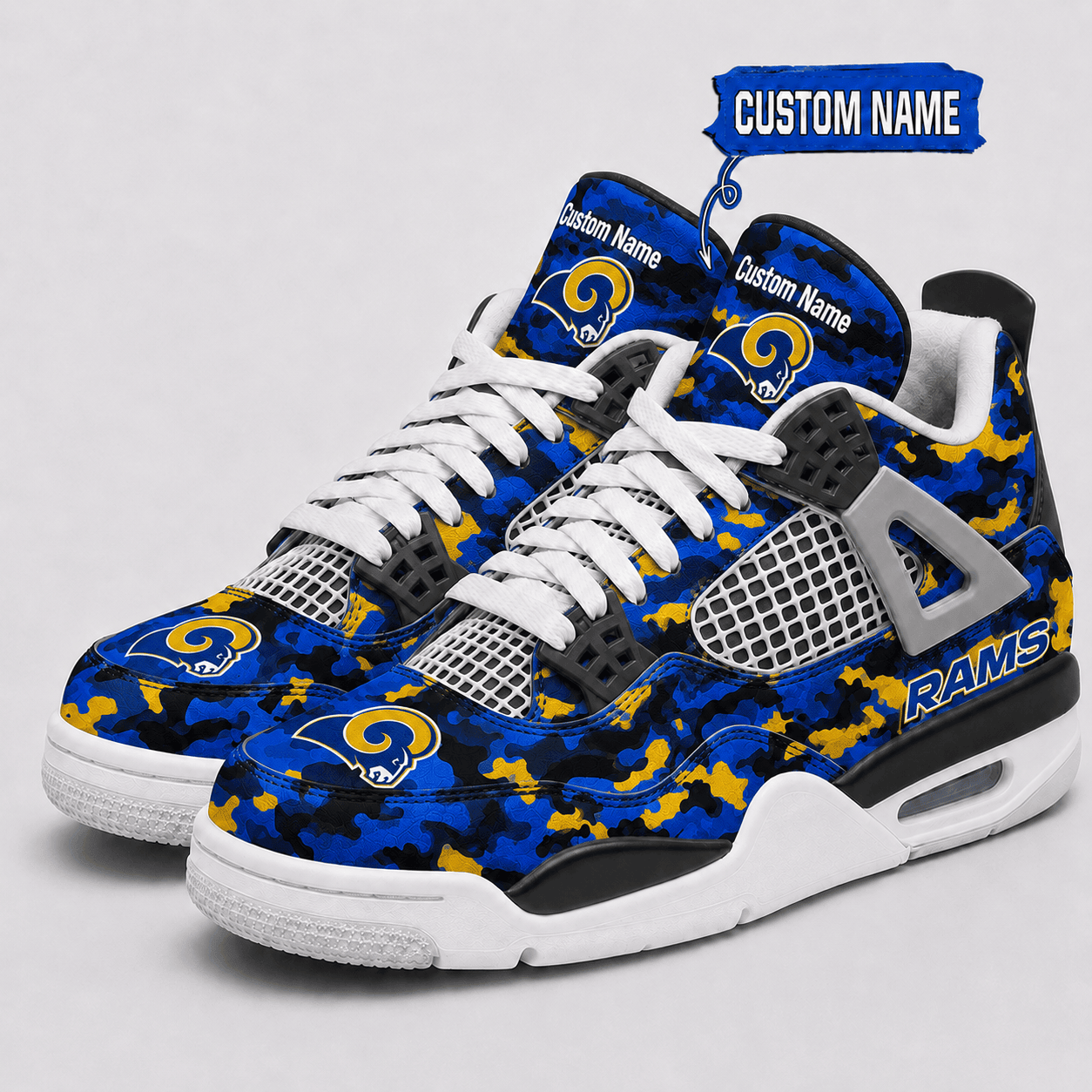Los Angeles Rams Personalized AJ4 Sneaker PBE4Y47