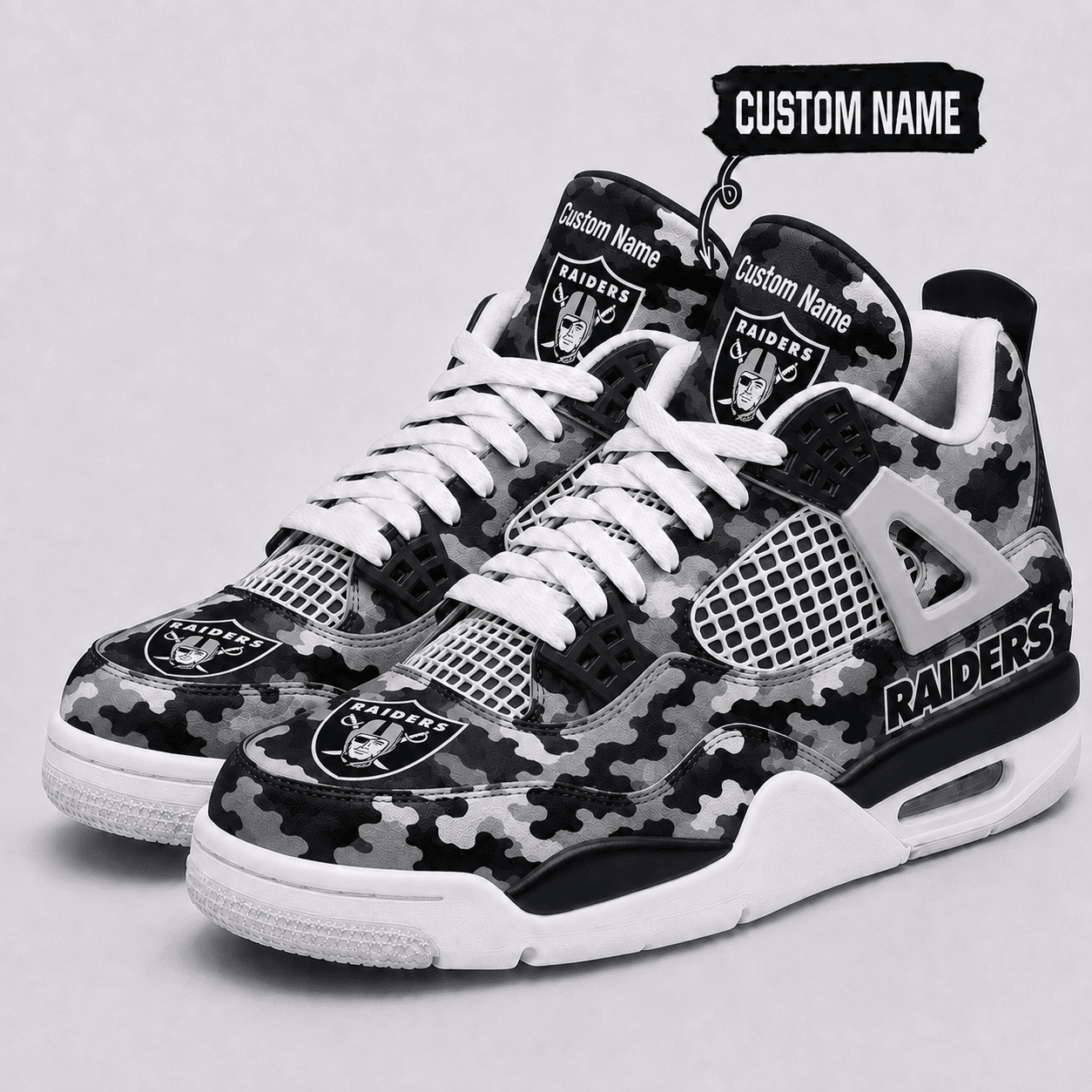 Raiders Personalized AJ4 Sneaker PBRVY9H