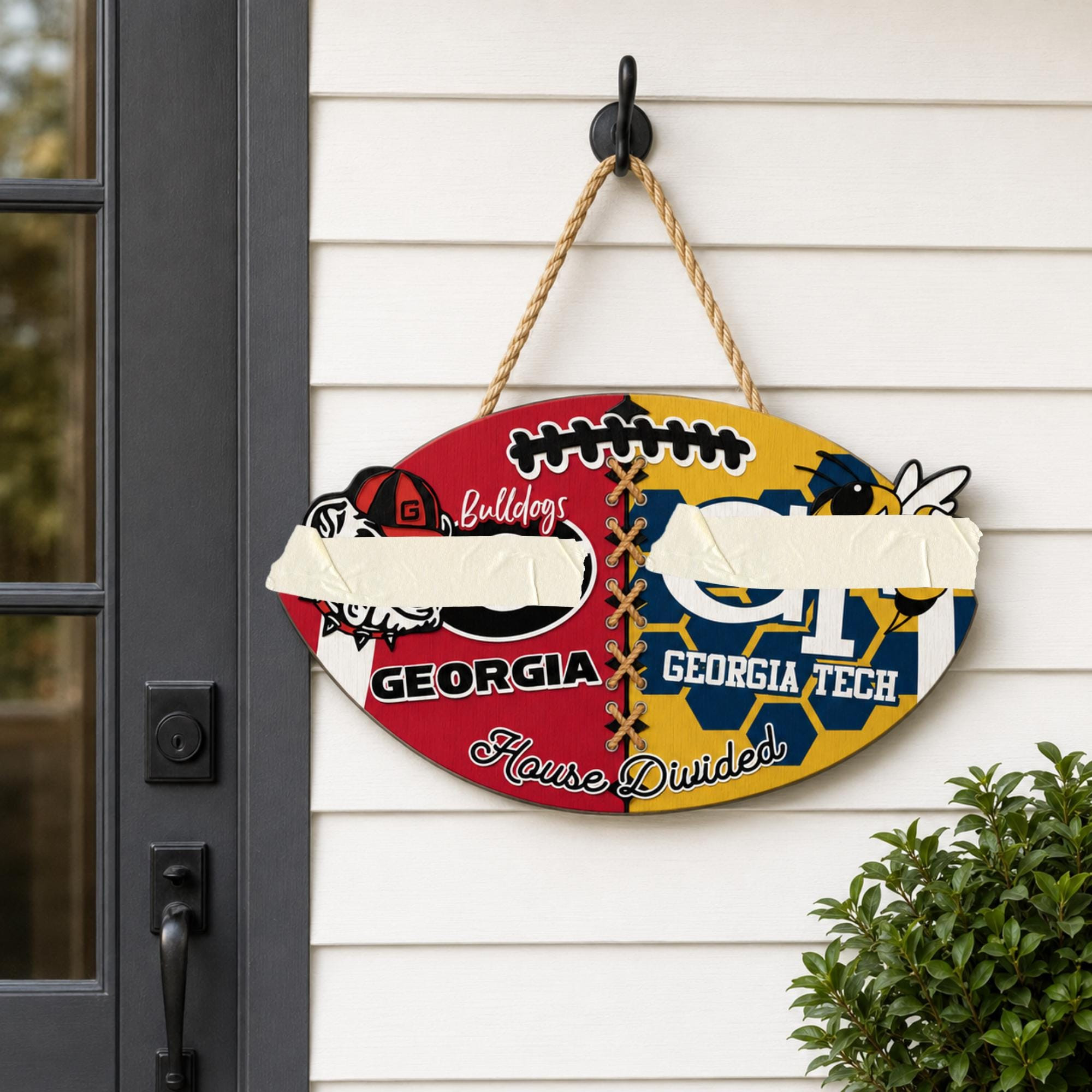 House Divided Custom Football Team Door Hanger, Personalized College Football Sign, Rival Team Door Decor, Football Family Gift