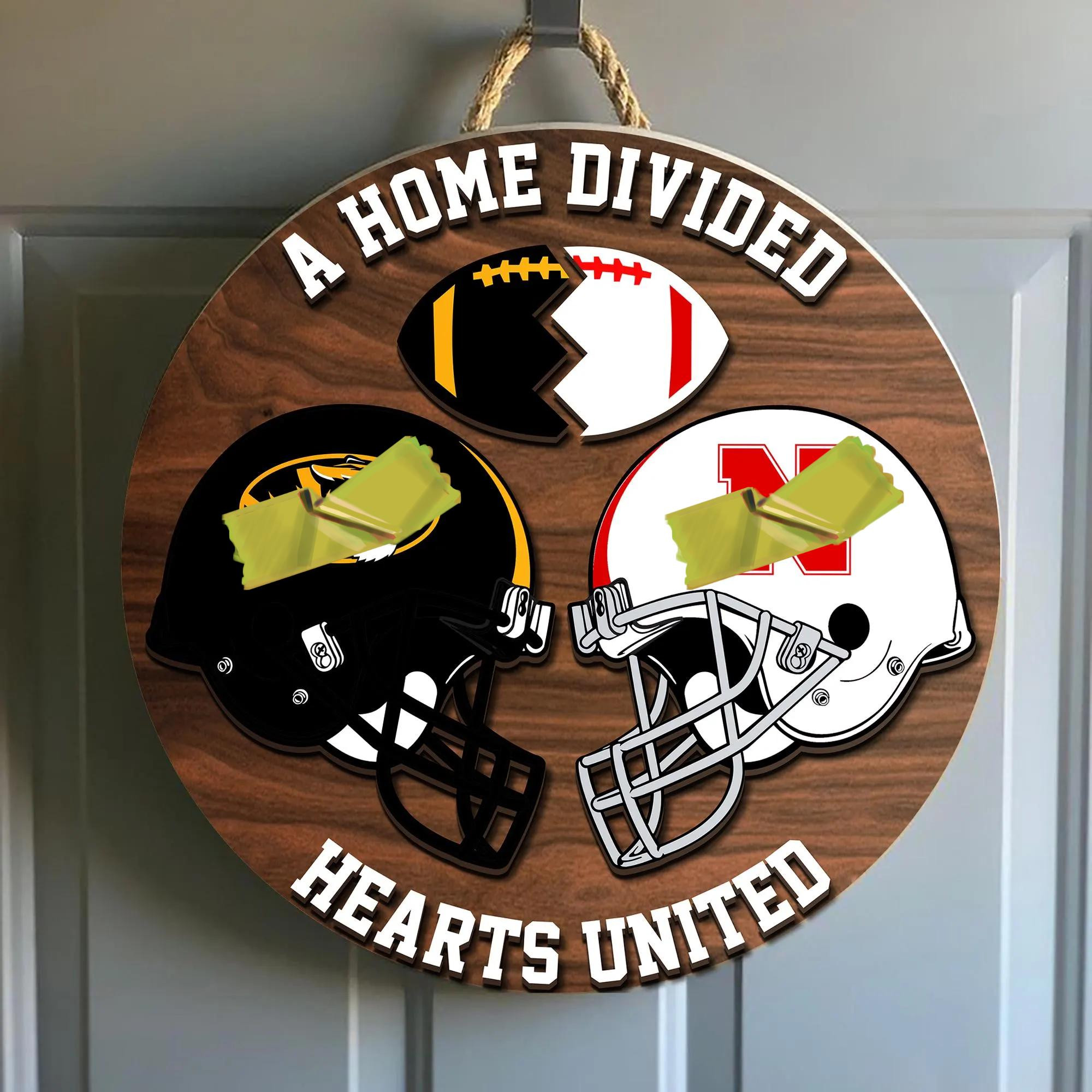 House Divided Football Team Door Hanger: Custom Wood Sign, 3D Sign