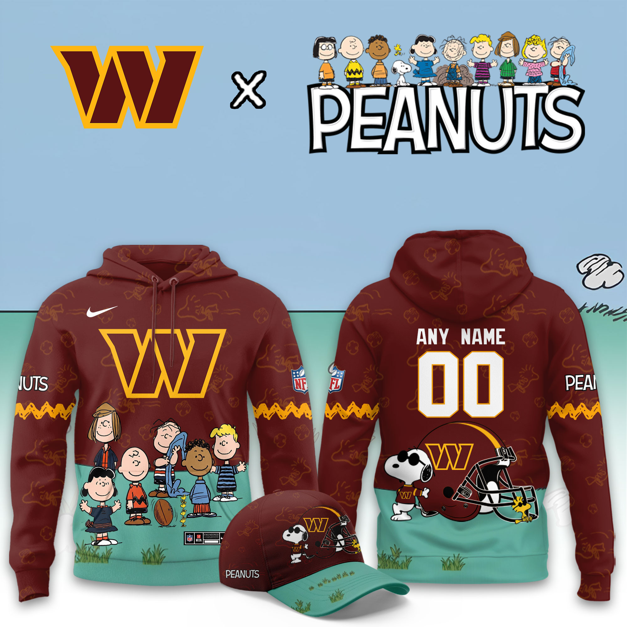 Washington Commanders x Peanuts 2026 Special Edition Custom Hoodie PBJH112