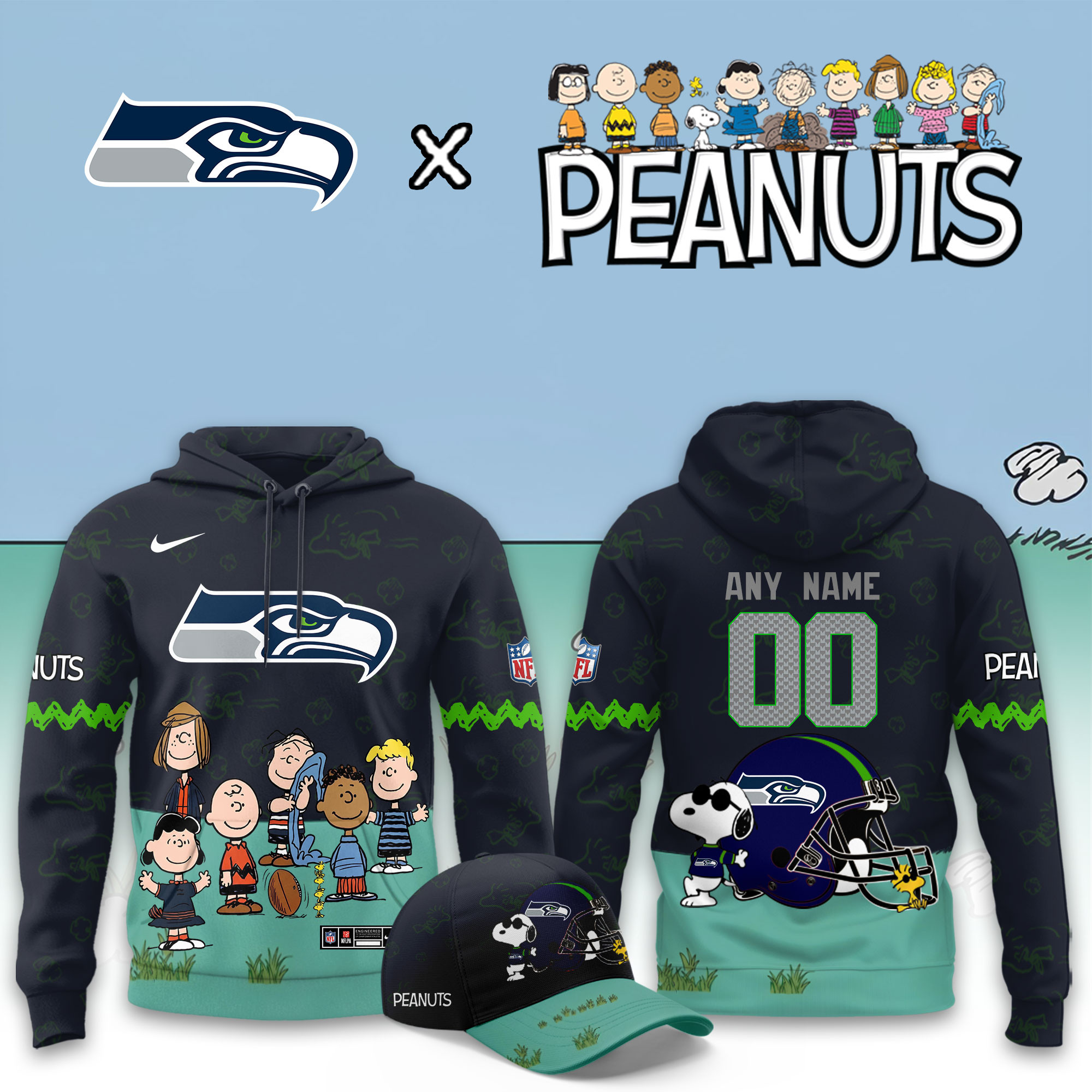 Seattle Seahawks x Peanuts 2026 Special Edition Custom Hoodie PBAJ4YV