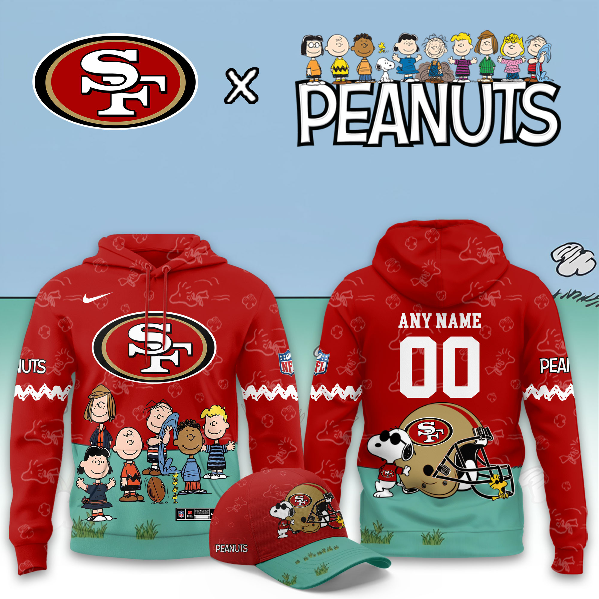 San Francisco 49ers x Peanuts 2026 Special Edition Custom Hoodie PBI9W2P