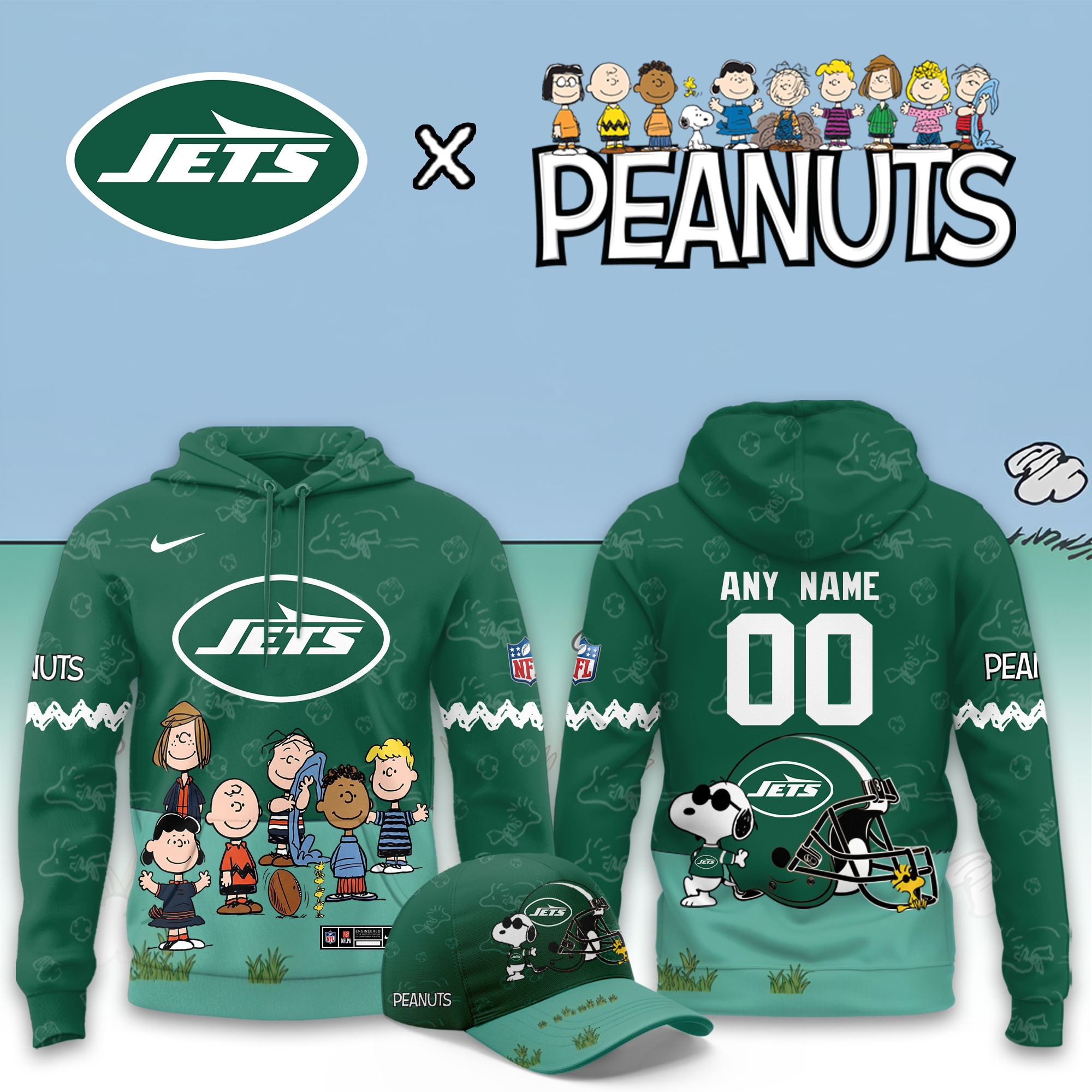 New York Jets x Peanuts 2026 Special Edition Custom Hoodie PB9X532