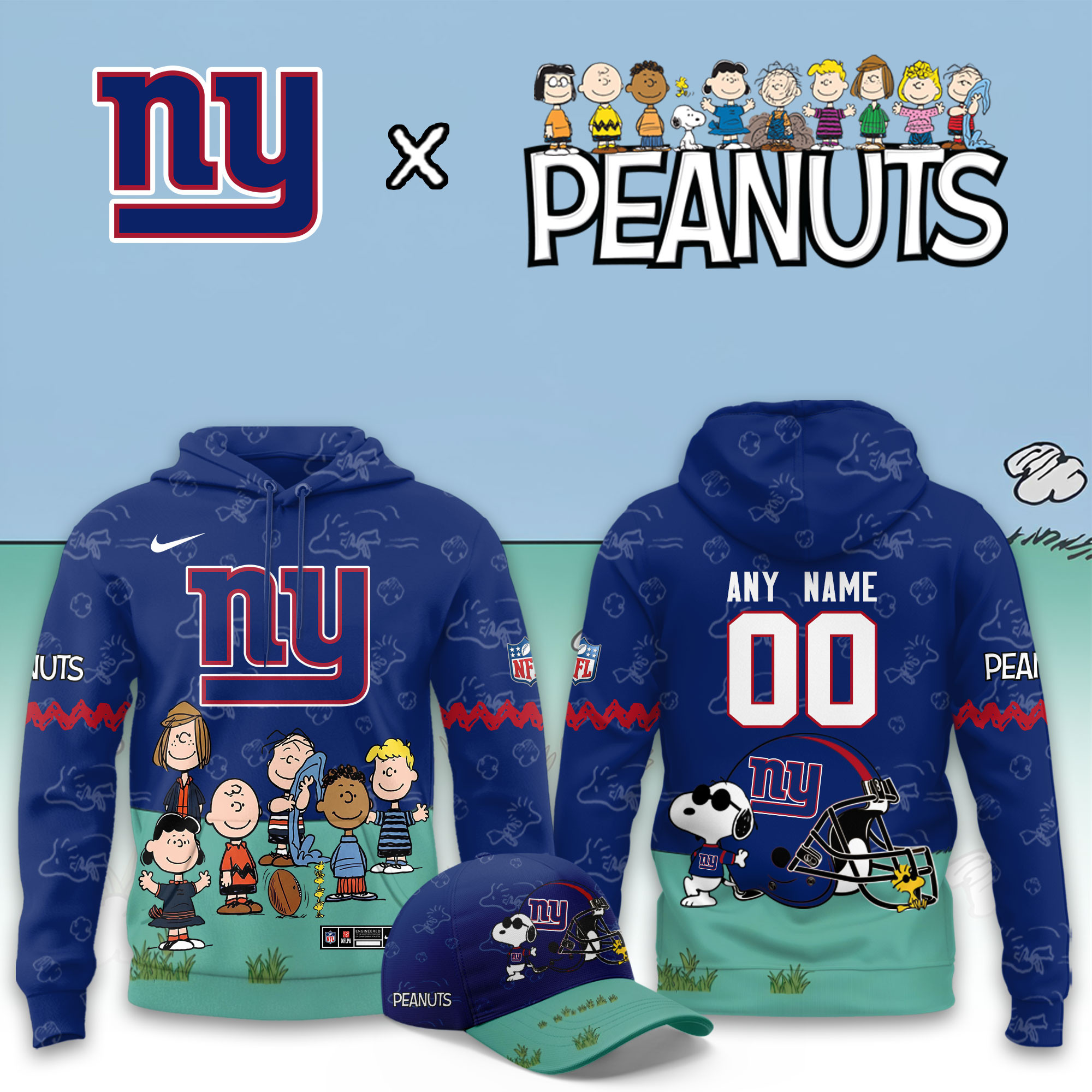 New York Giants x Peanuts 2026 Special Edition Custom Hoodie PBOHQGQ