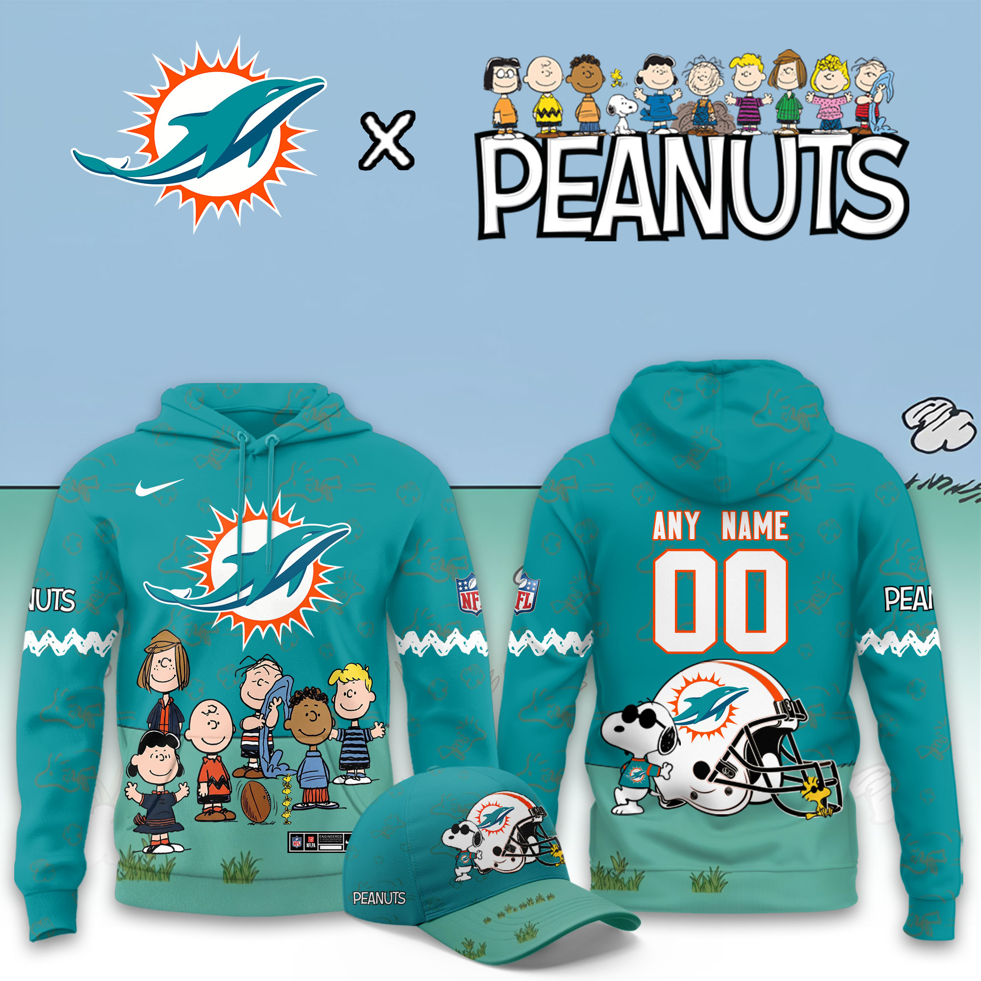Miami Dolphins x Peanuts 2026 Special Edition Custom Hoodie PBS5QKN