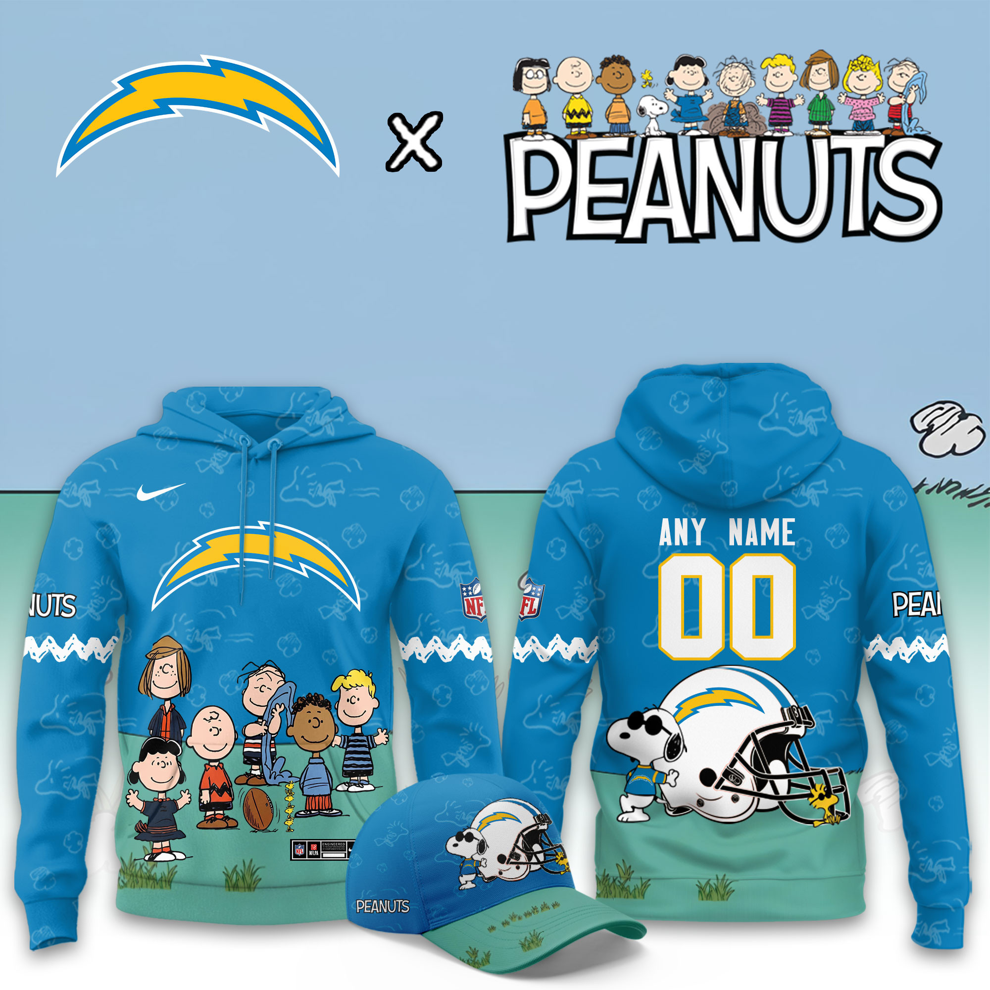 Los Angeles Chargers x Peanuts 2026 Special Edition Custom Hoodie PBKXZEE