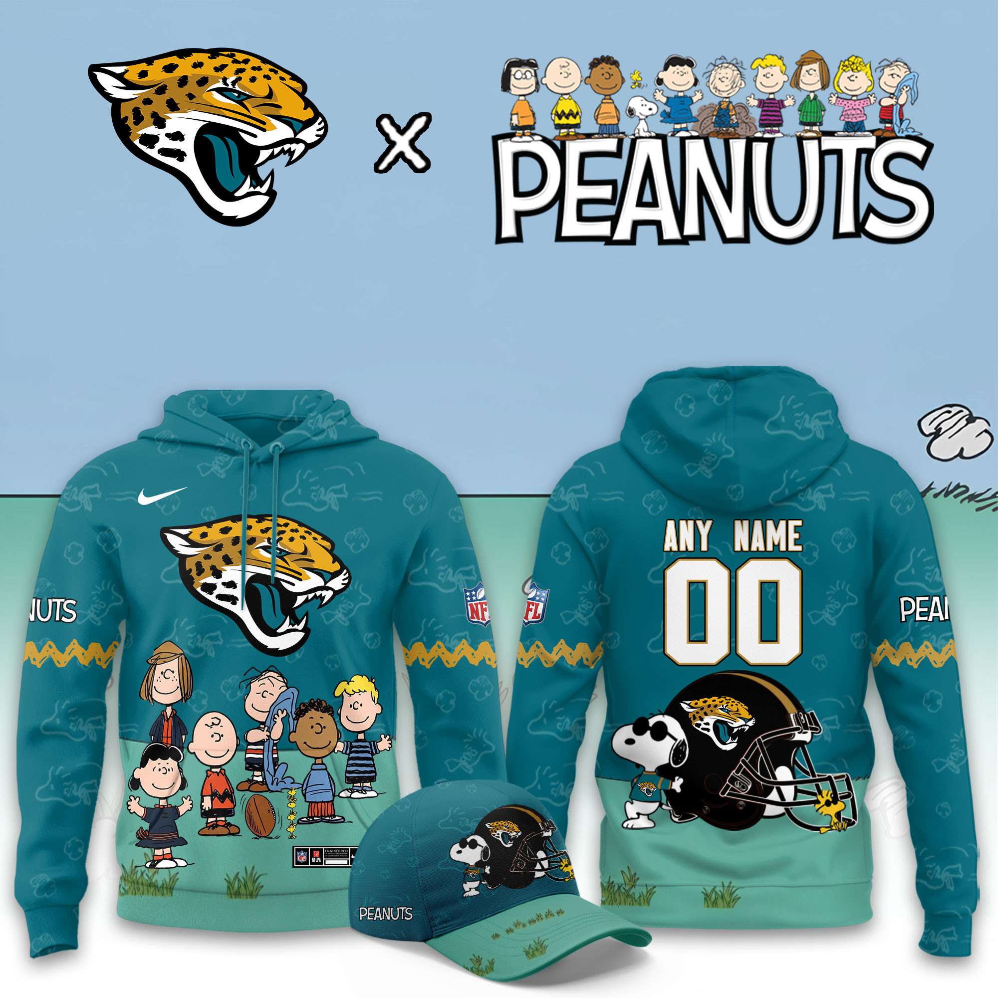 Jacksonville Jaguars x Peanuts 2026 Special Edition Custom Hoodie PBTPJ8V