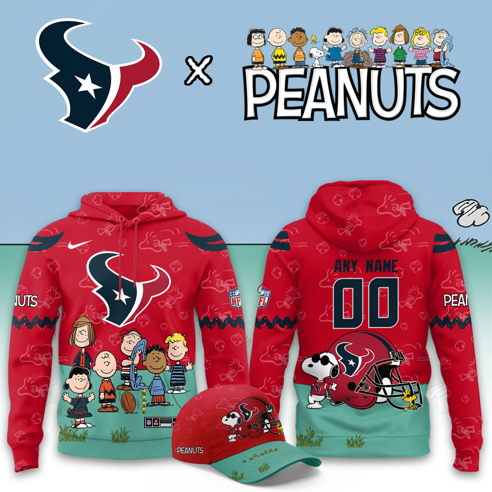 Houston Texans x Peanuts 2026 Special Edition Custom Hoodie PBYHRH9