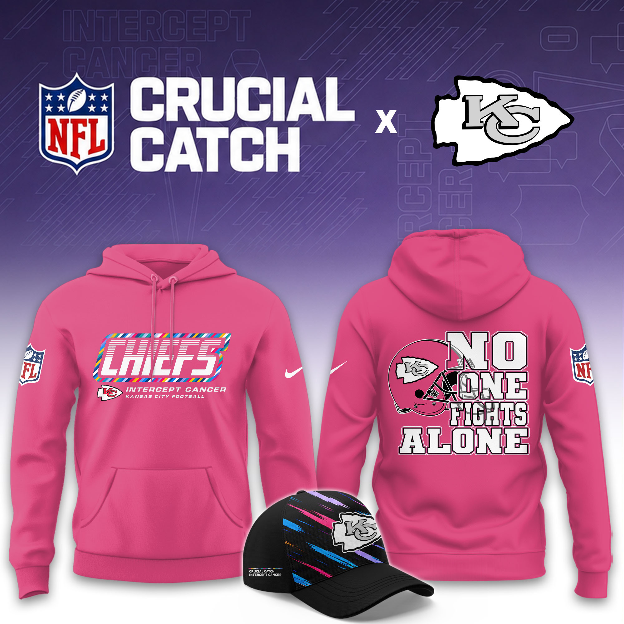 Kansas City Chiefs 2026 Breast Cancer Awareness Limited Pink Hoodie PB3QIEH