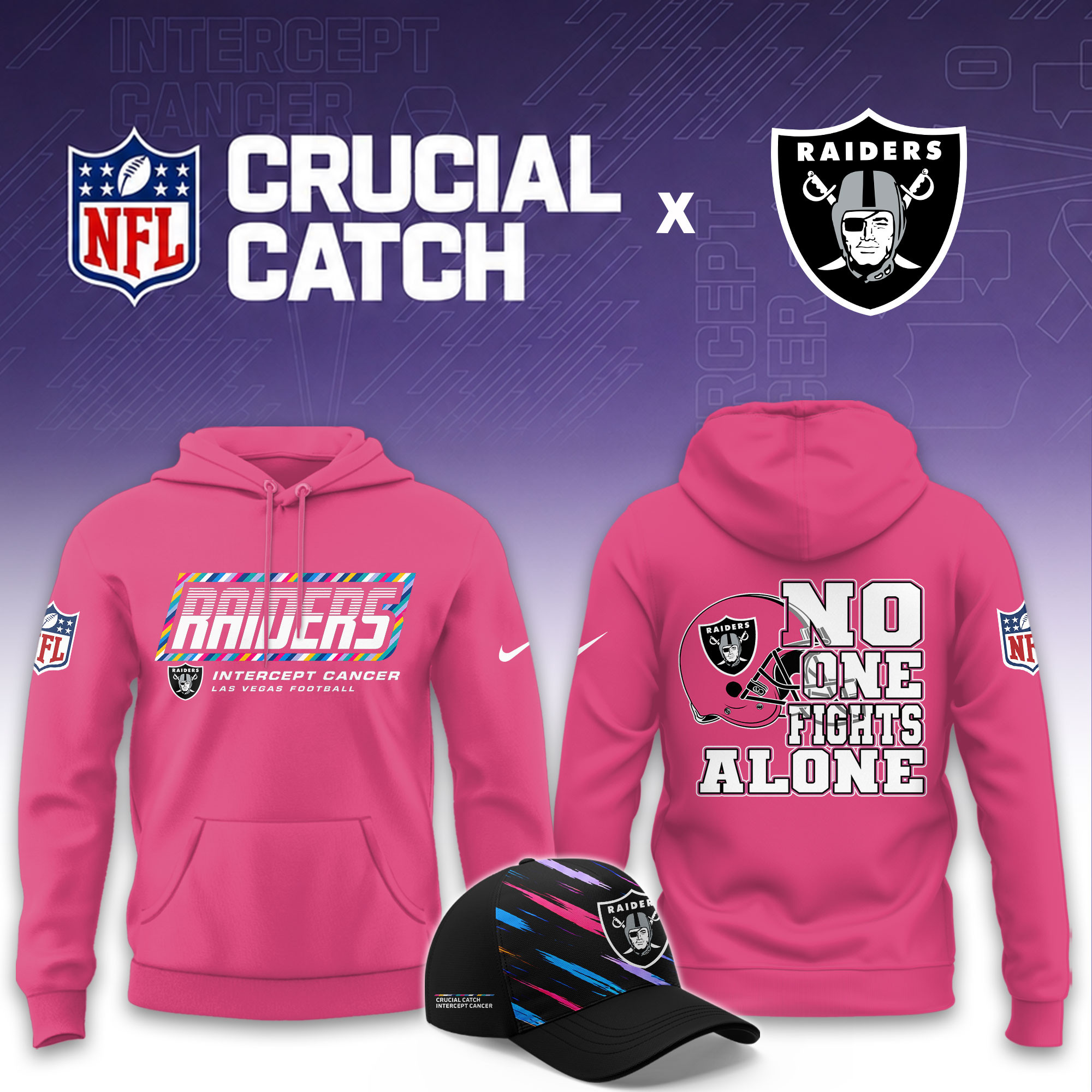 Las Vegas Raiders 2026 Breast Cancer Awareness Limited Pink Hoodie PB8VV47