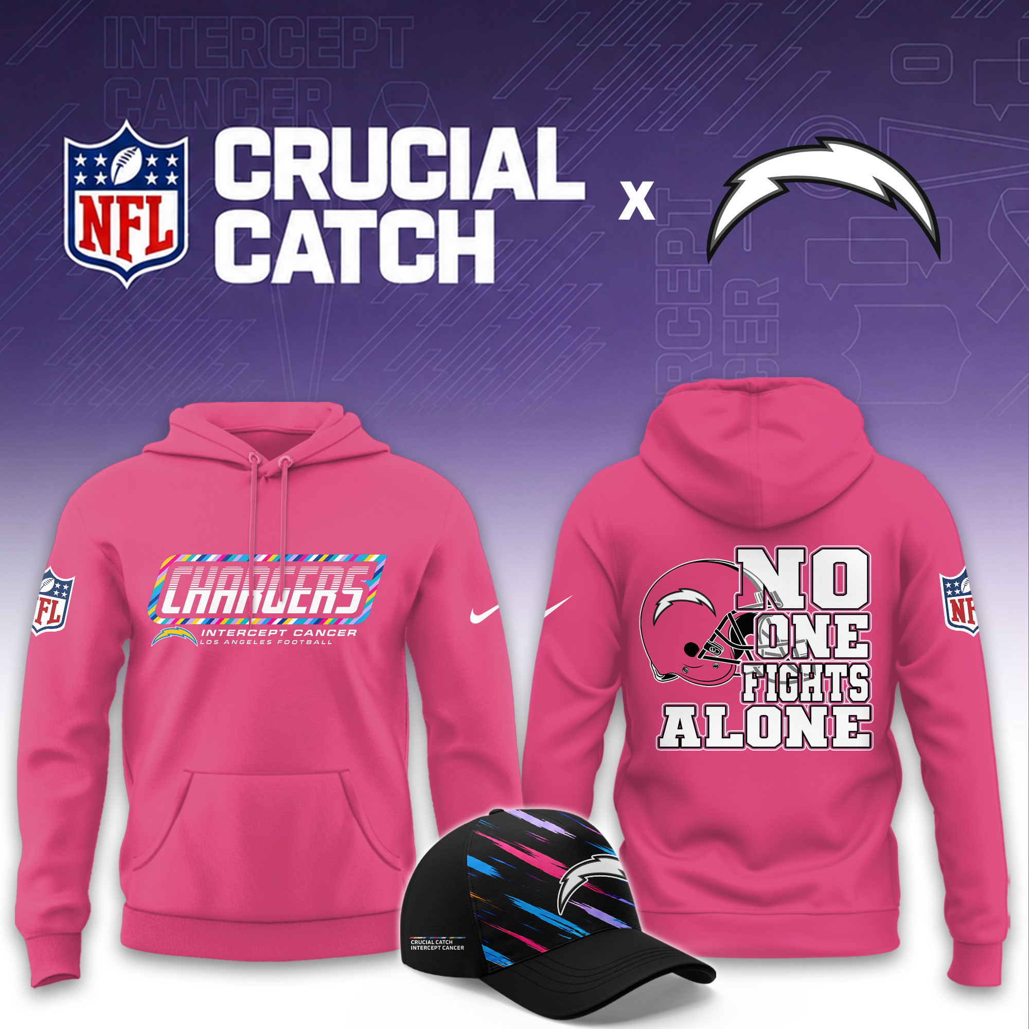 Los Angeles Chargers 2026 Breast Cancer Awareness Limited Pink Hoodie PB59ZOA