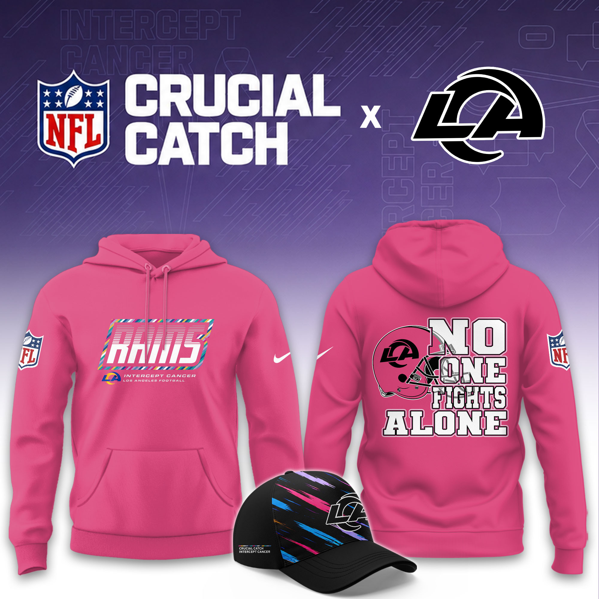 Los Angeles Rams 2026 Breast Cancer Awareness Limited Pink Hoodie PBZG8SN