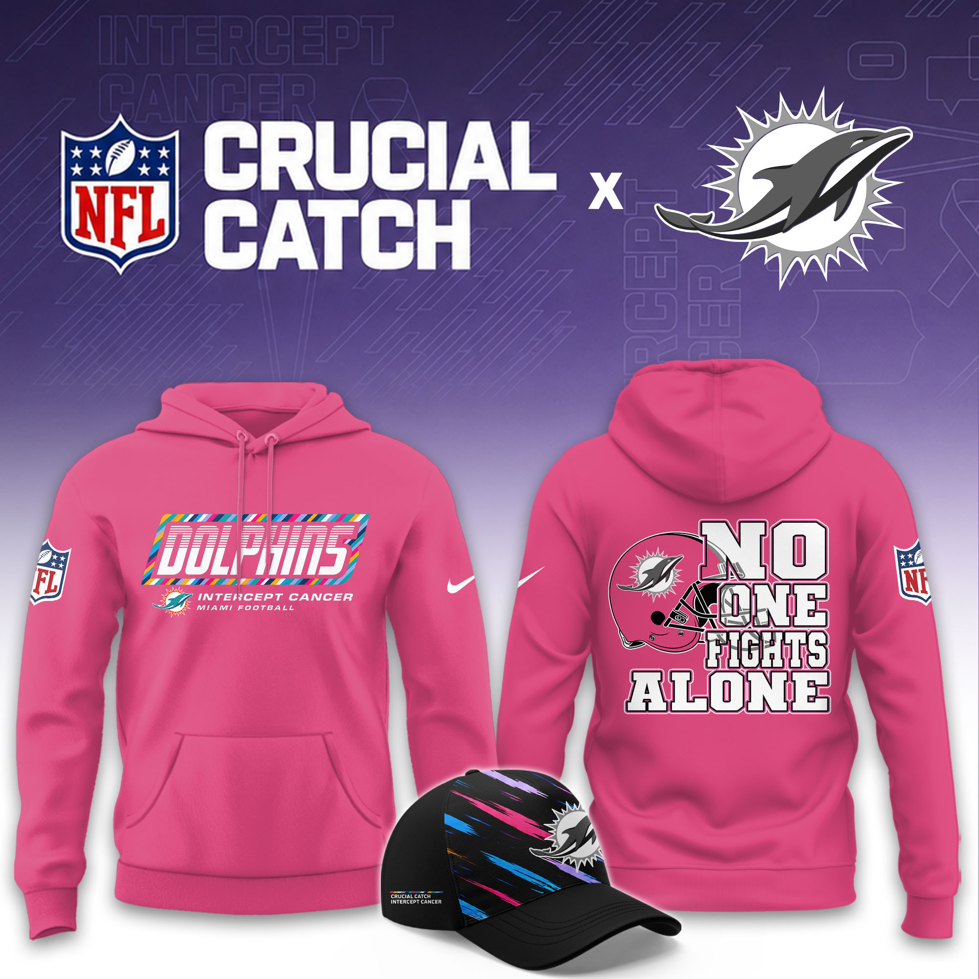 Miami Dolphins 2026 Breast Cancer Awareness Limited Pink Hoodie PBHCMVJ