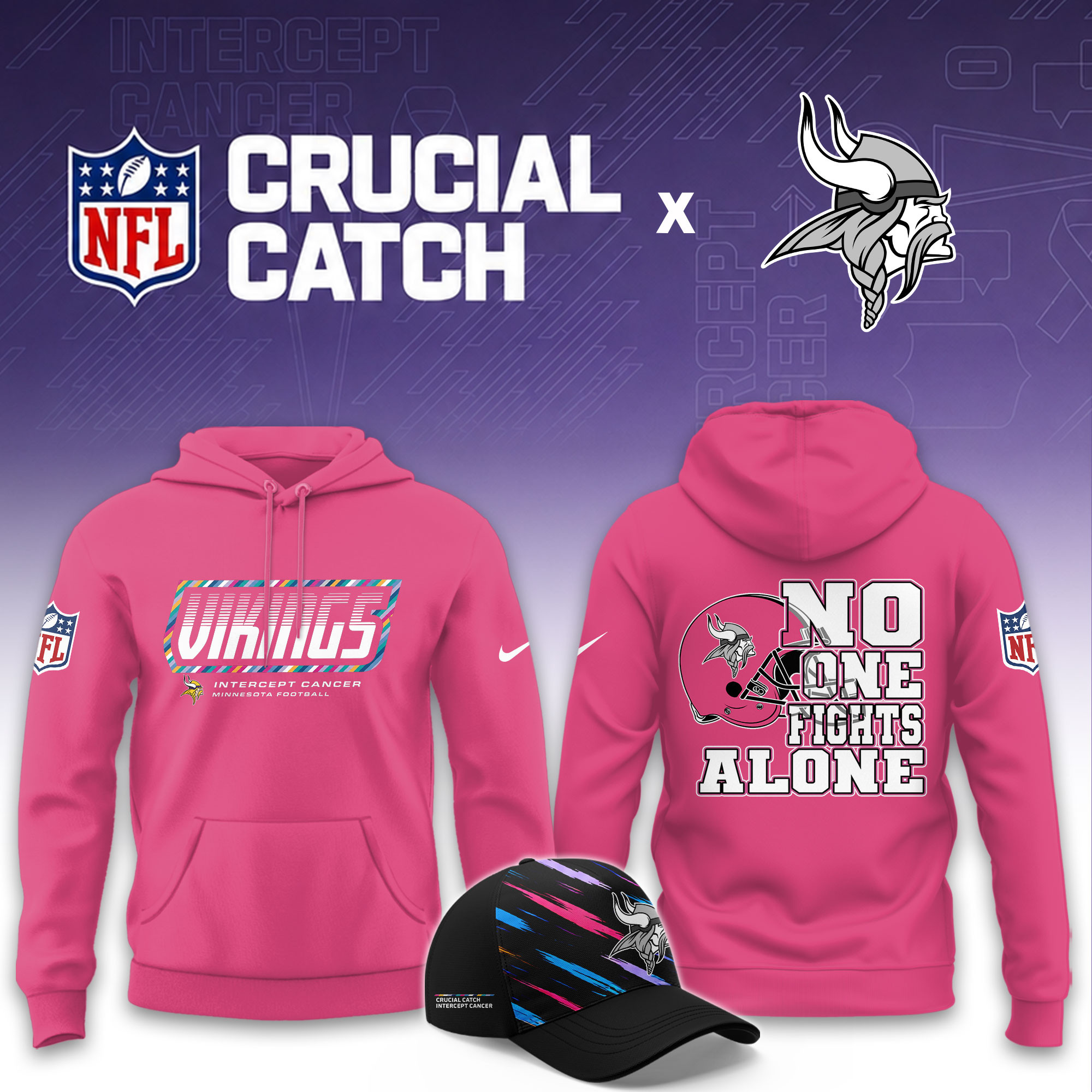 Minnesota Vikings 2026 Breast Cancer Awareness Limited Pink Hoodie PBTOVSH