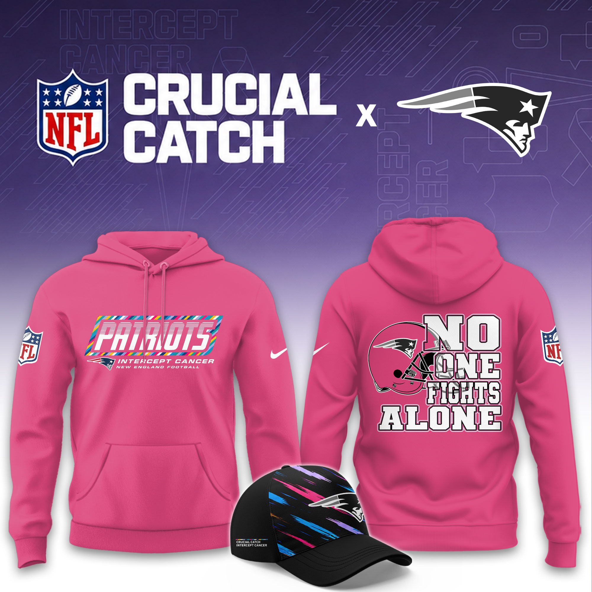 New England Patriots 2026 Breast Cancer Awareness Limited Pink Hoodie PBFA2XJ