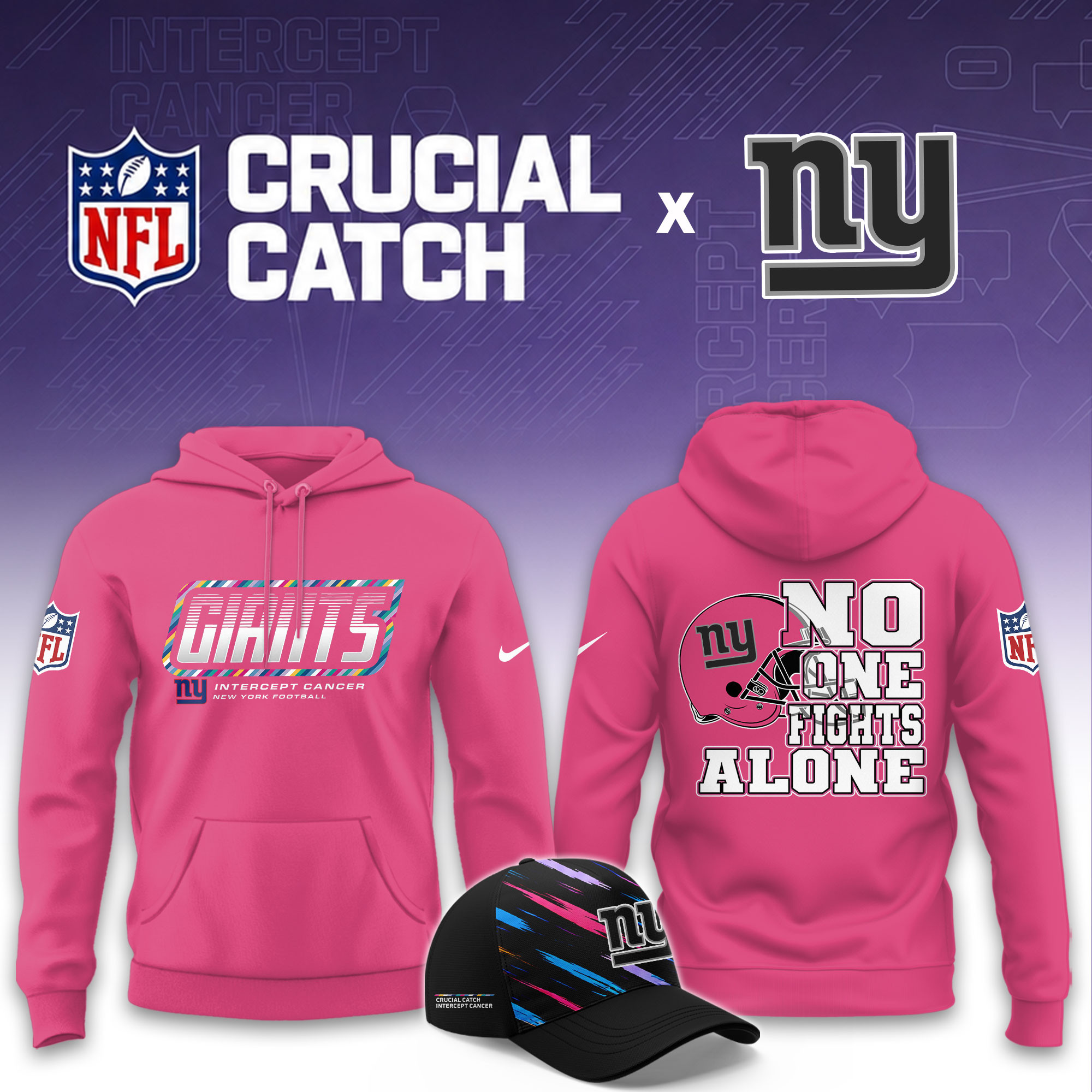 New York Giants 2026 Breast Cancer Awareness Limited Pink Hoodie PBD9JNM