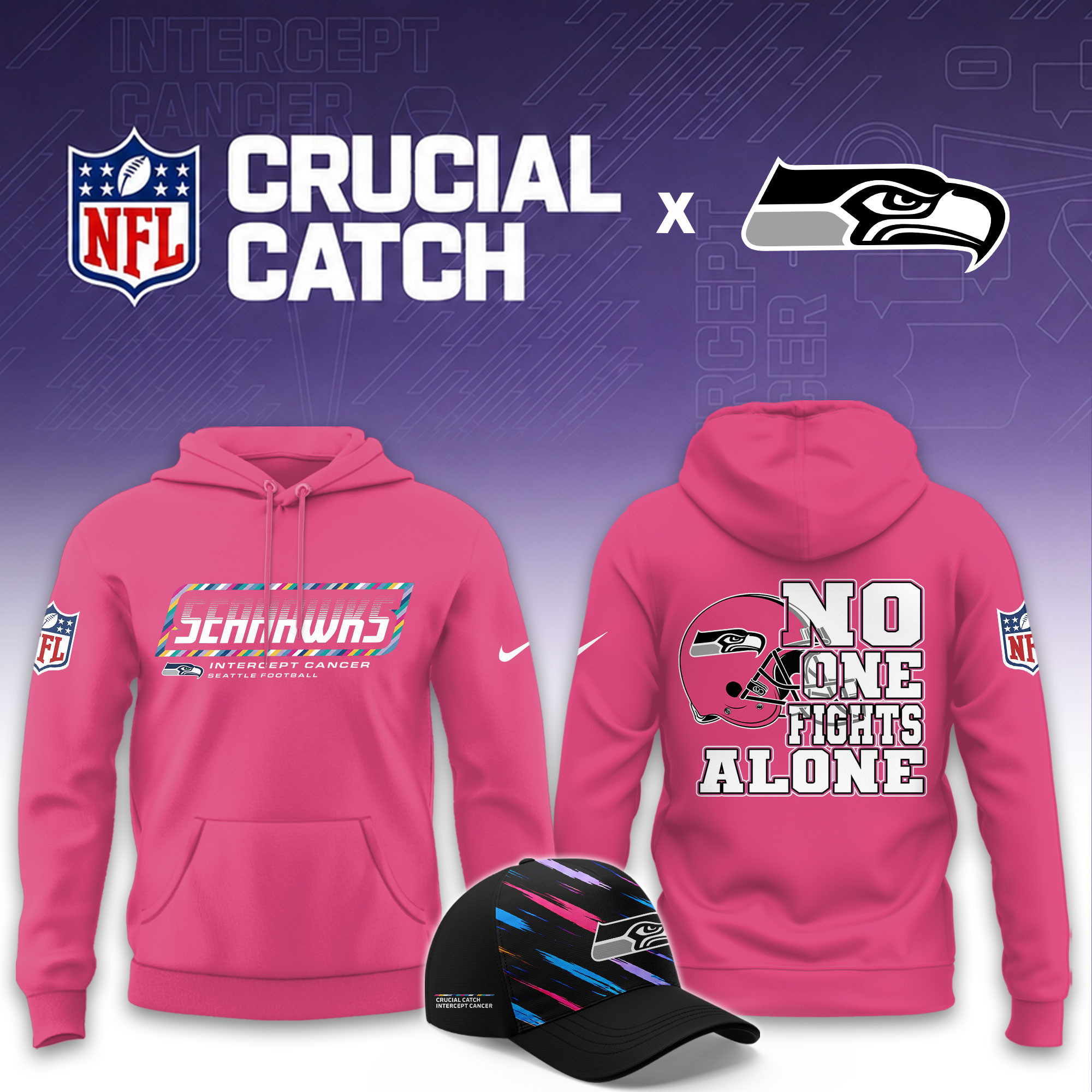Seattle Seahawks 2026 Breast Cancer Awareness Limited Pink Hoodie PBG6PS6