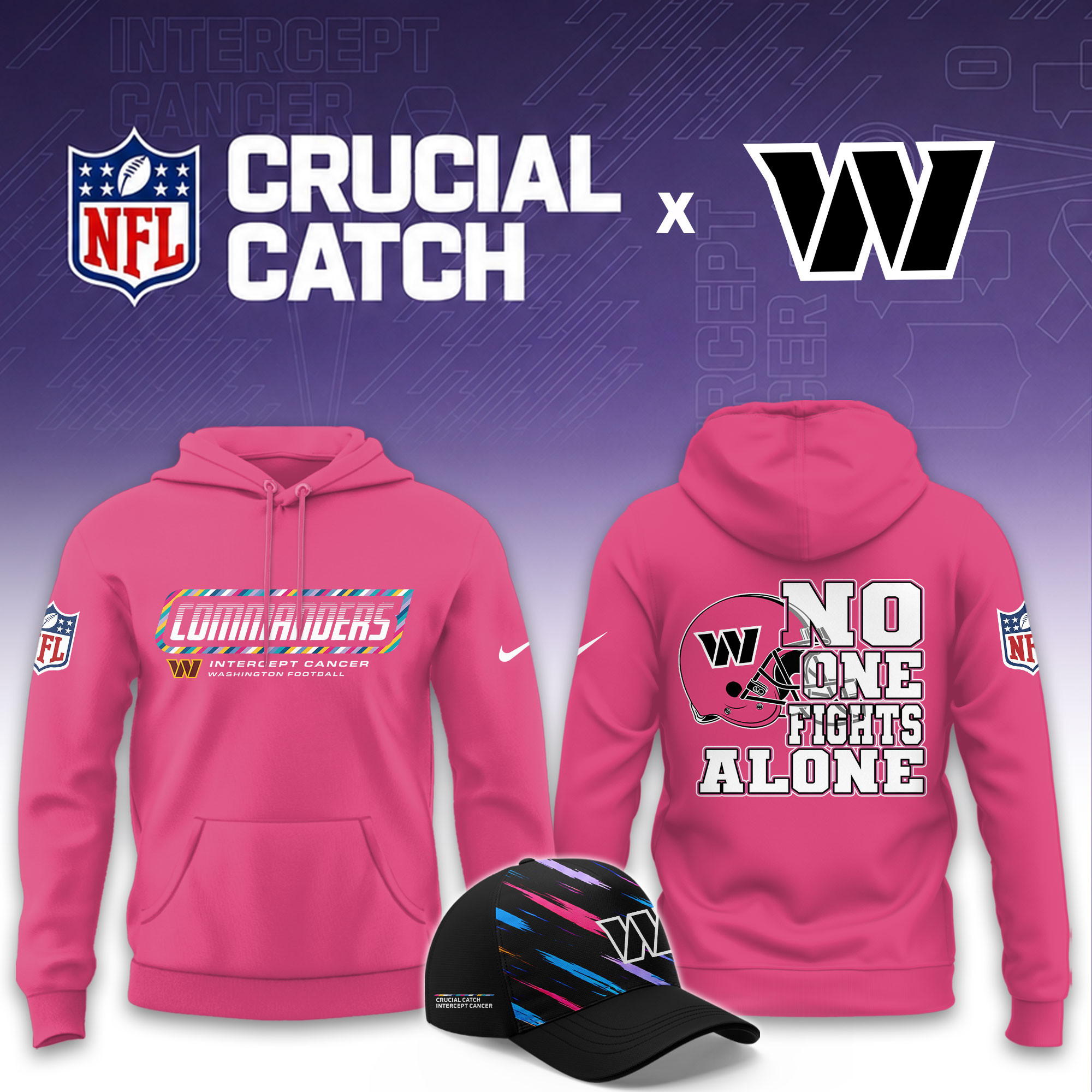 Washington Commanders 2026 Breast Cancer Awareness Limited Pink Hoodie PBZNP2Y