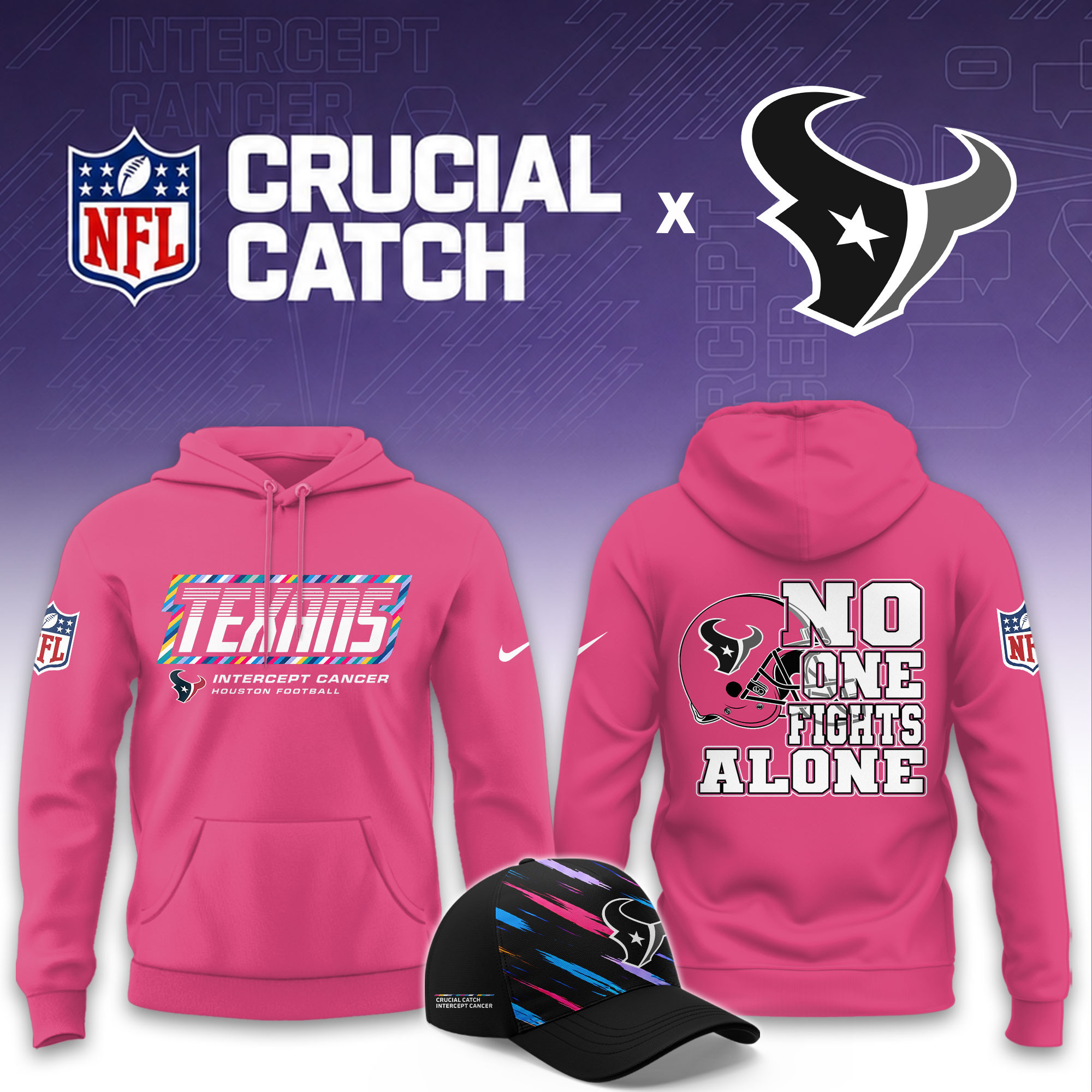 Houston Texans 2026 Breast Cancer Awareness Limited Pink Hoodie PB8EC3I