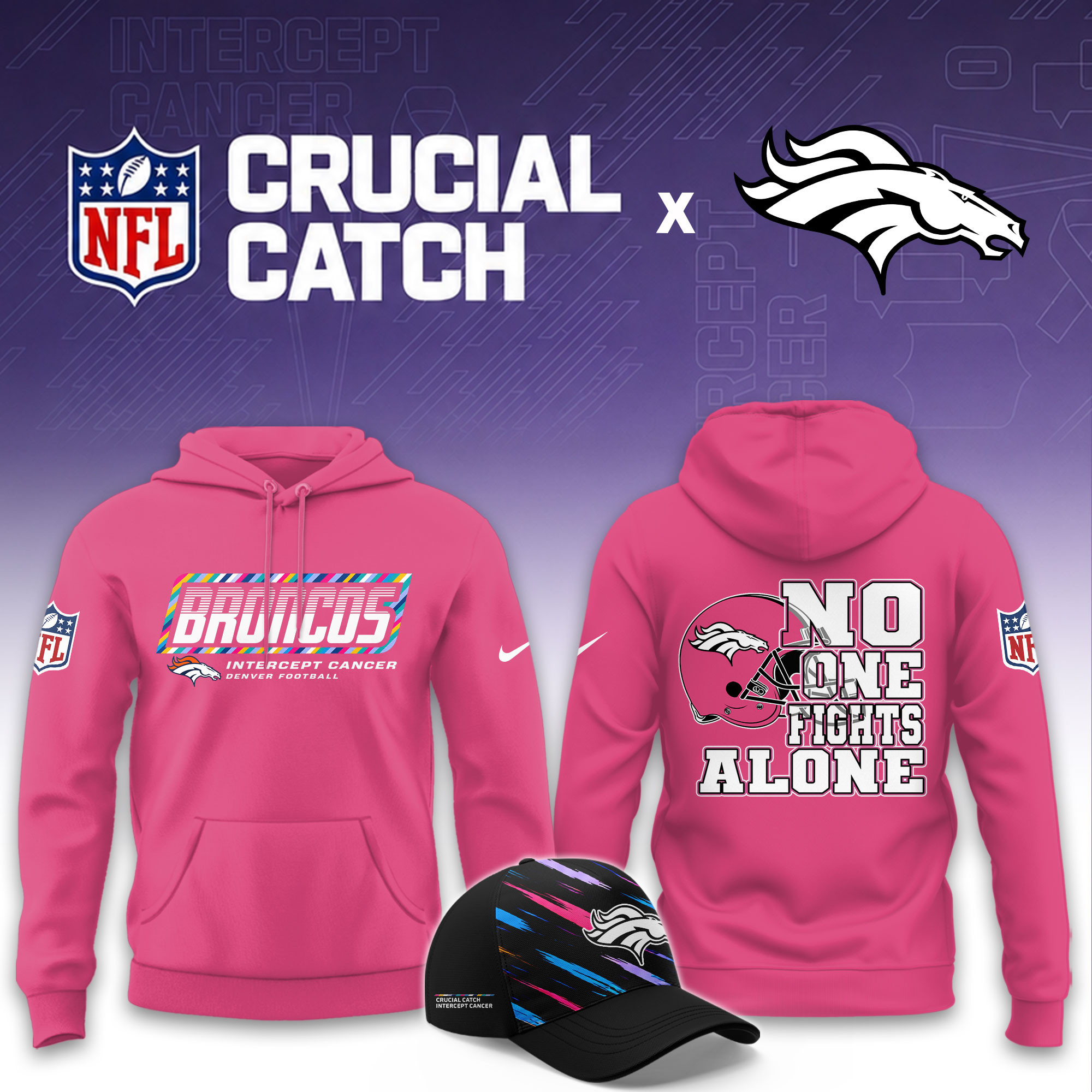 Denver Broncos 2026 Breast Cancer Awareness Limited Pink Hoodie PBSIP37
