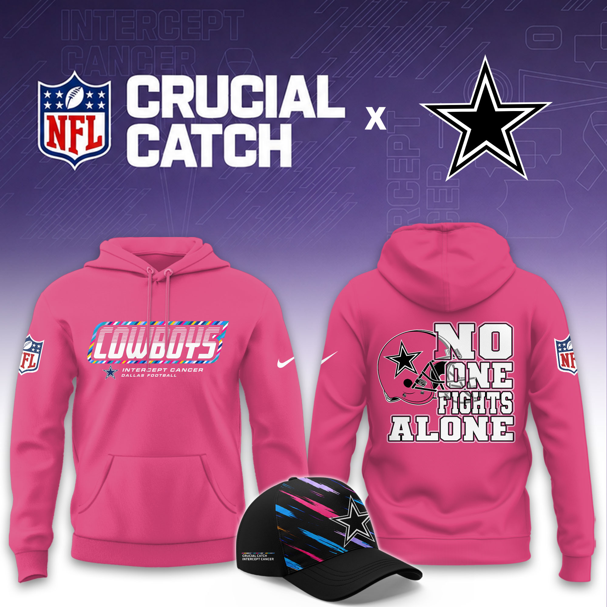 Dallas Cowboys 2026 Breast Cancer Awareness Limited Pink Hoodie PBJ4BO0
