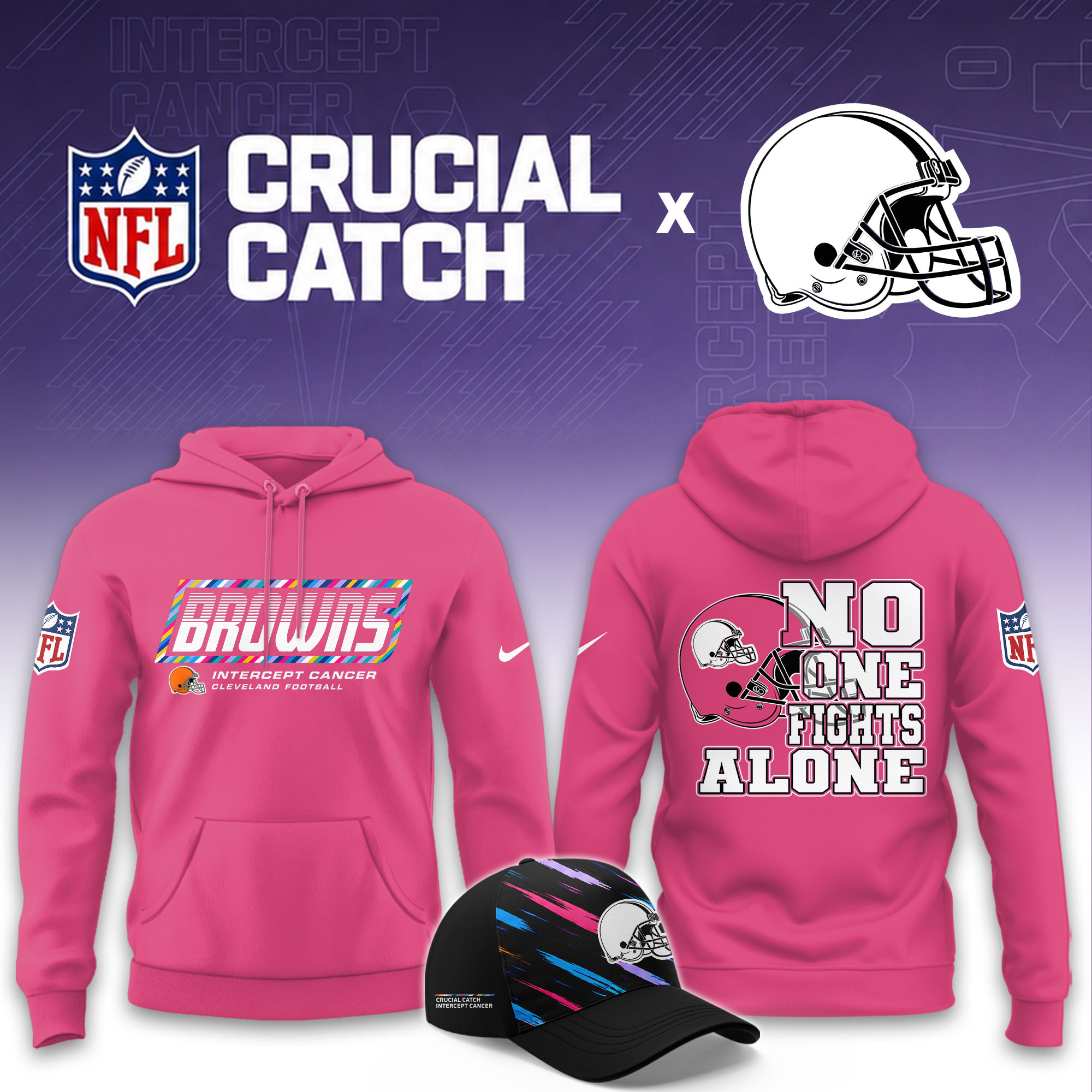 Cleveland Browns 2026 Breast Cancer Awareness Limited Pink Hoodie PBUF0A3