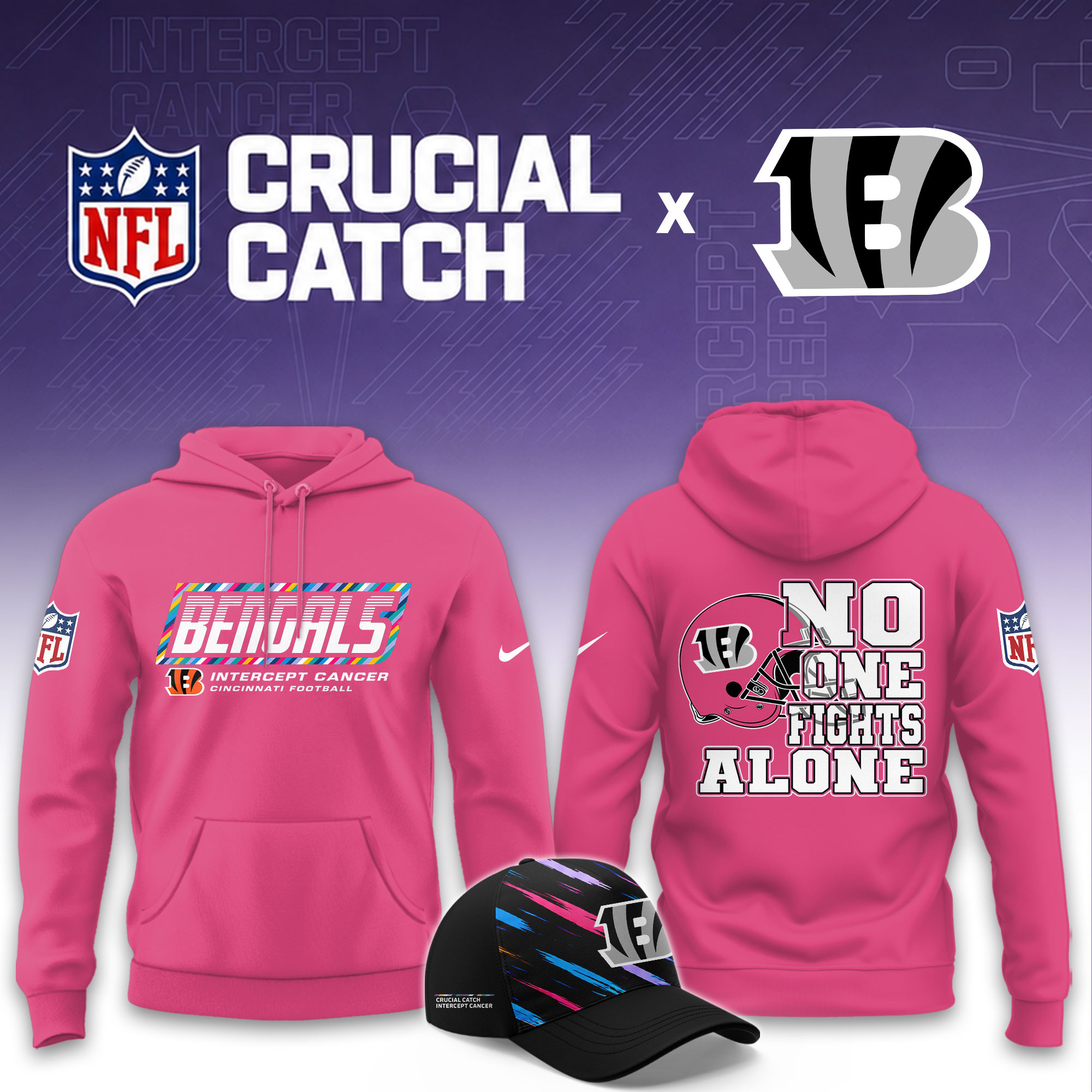 Cincinnati Bengals 2026 Breast Cancer Awareness Limited Pink Hoodie PB81Q1Z