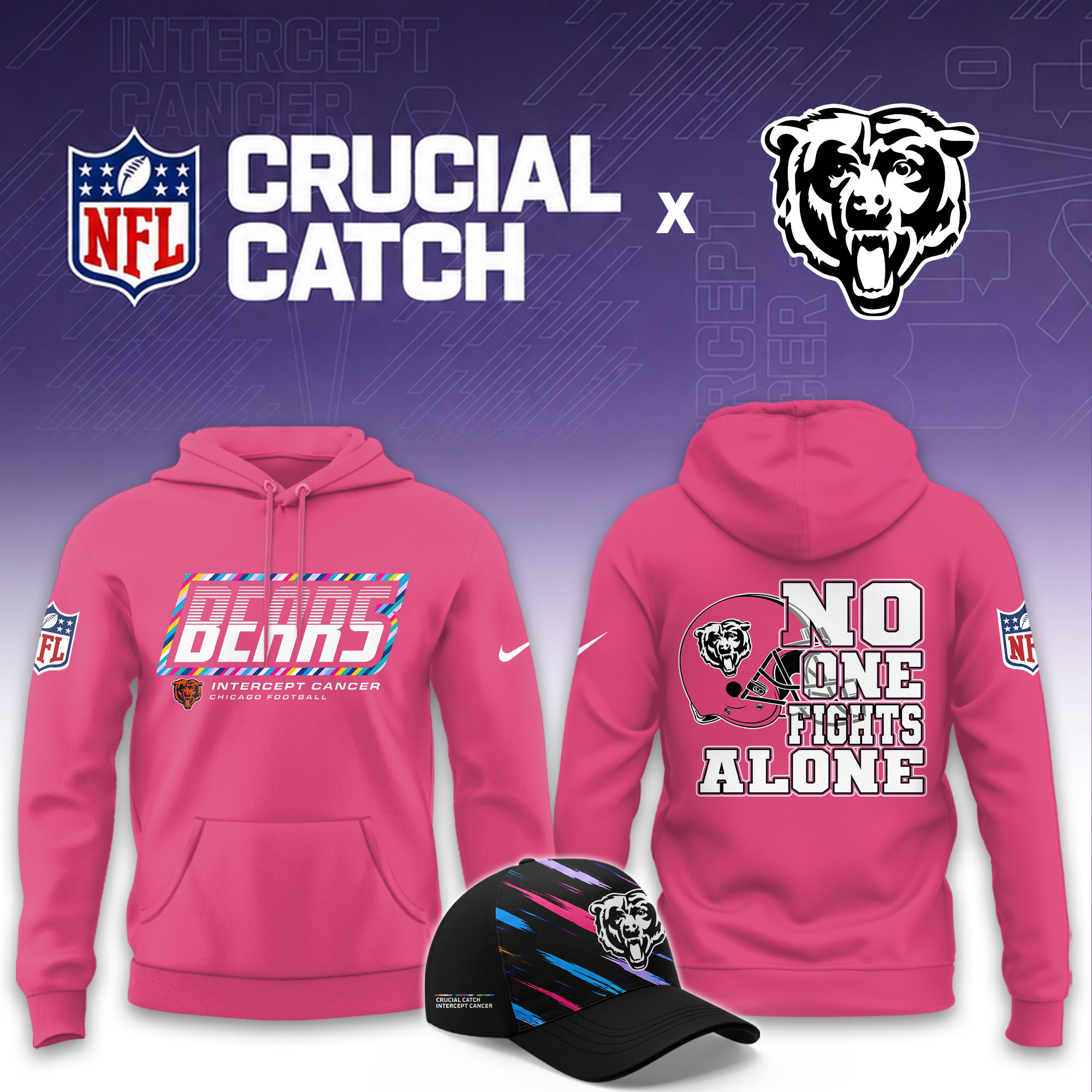 Chicago Bears 2026 Breast Cancer Awareness Limited Pink Hoodie PB4OIJP