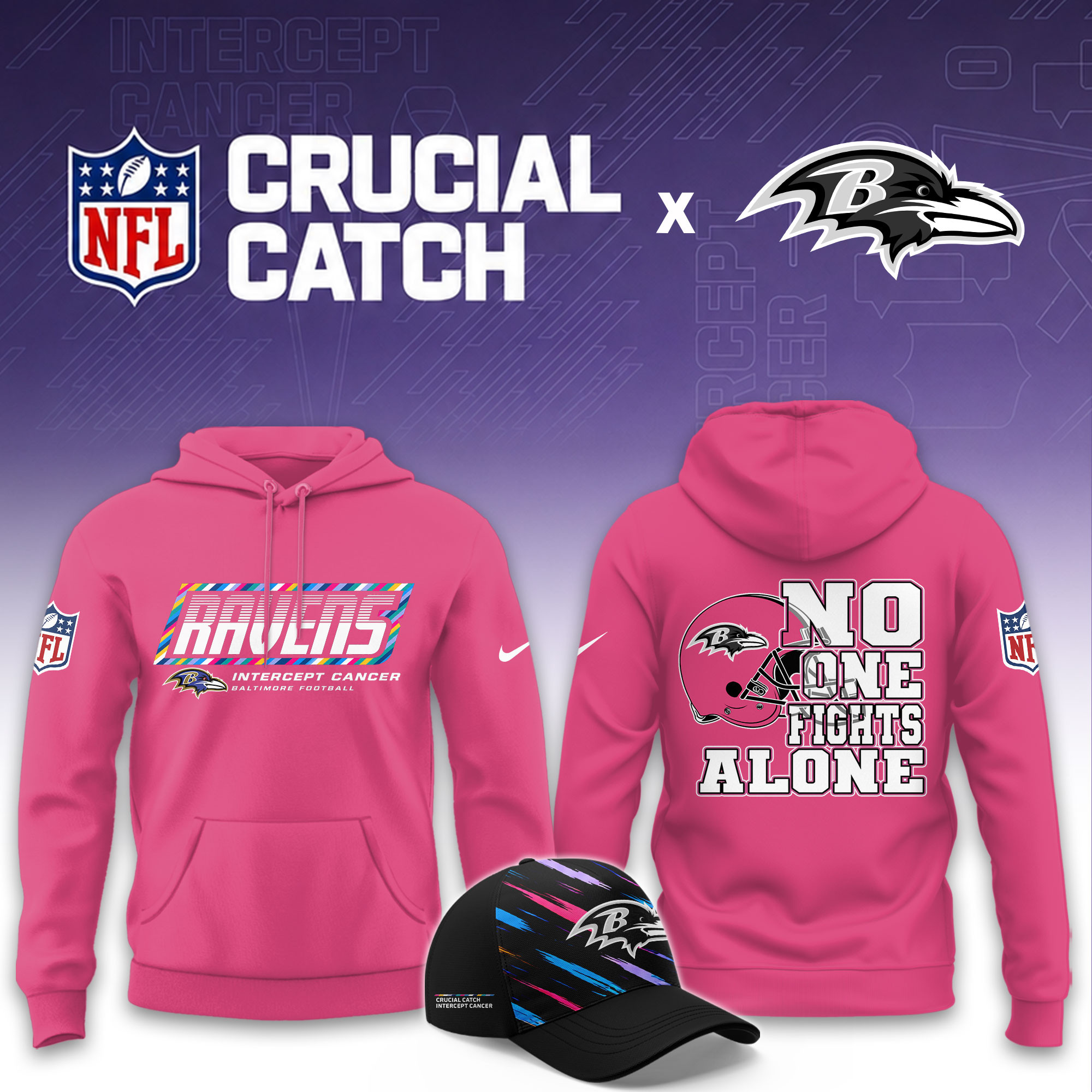 Baltimore Ravens 2026 Breast Cancer Awareness Limited Pink Hoodie PB5Y6ZI