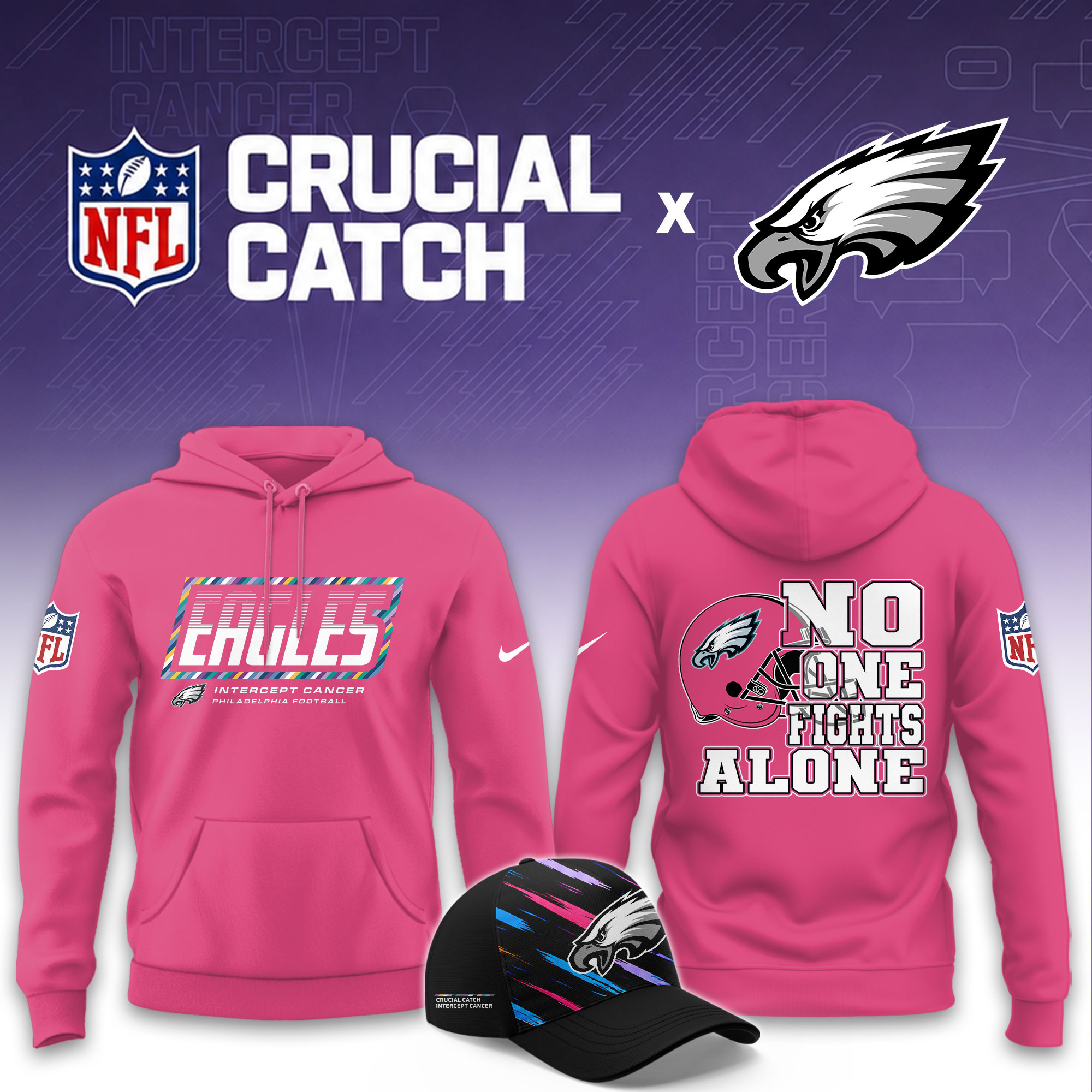 Philadelphia Eagles 2026 Breast Cancer Awareness Limited Pink Hoodie PBHHUF9